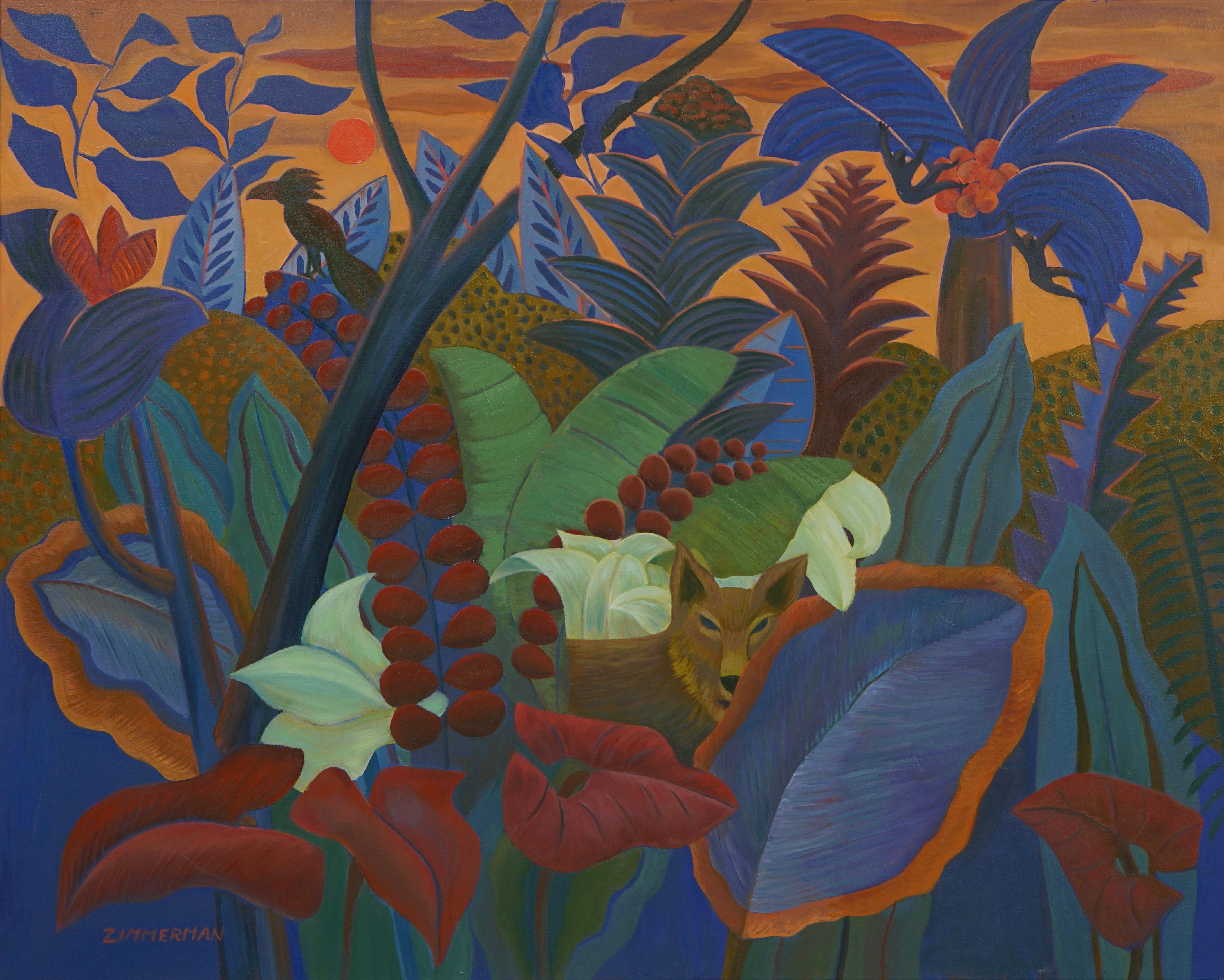 Unknown Animal Painting - Woven Jungle - Landscape Painting By Marc Zimmerman