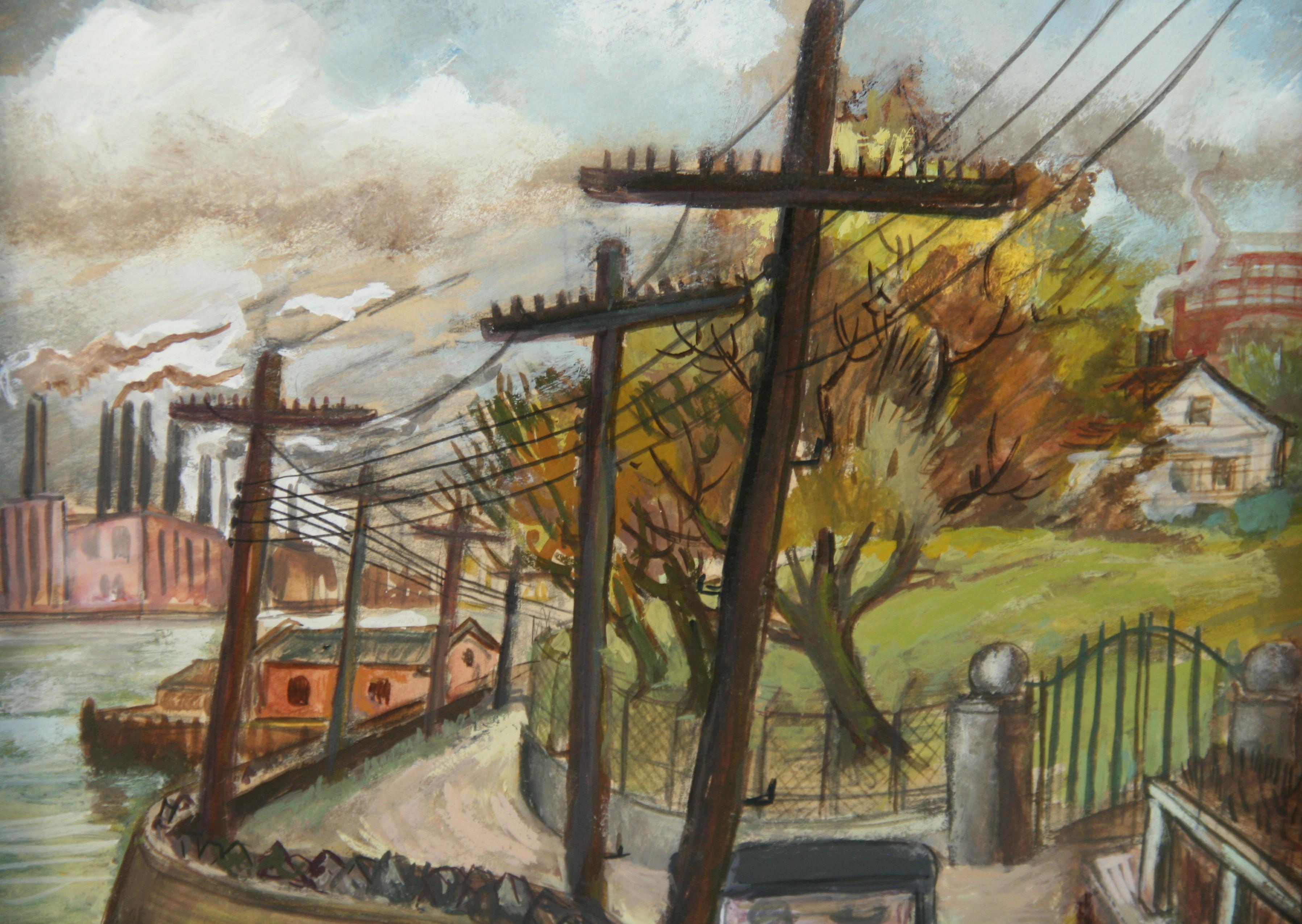 6067 WPA olio su tavola del fiume orientale da Astoria NY
Firmato Whiteford 1939
Dimensioni dell'immagine incorniciata: 13,5x17,5