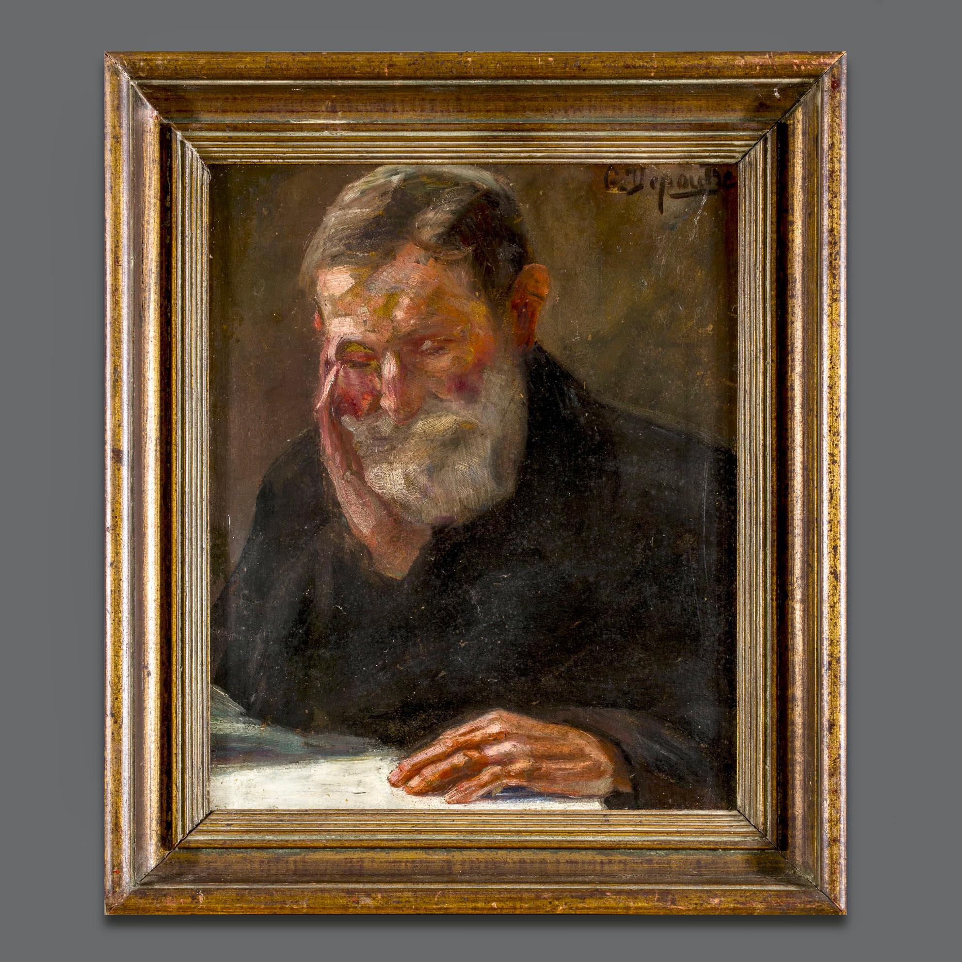 Portrait Painting di Unknown - Ritratto del XIX secolo, firmato e incorniciato