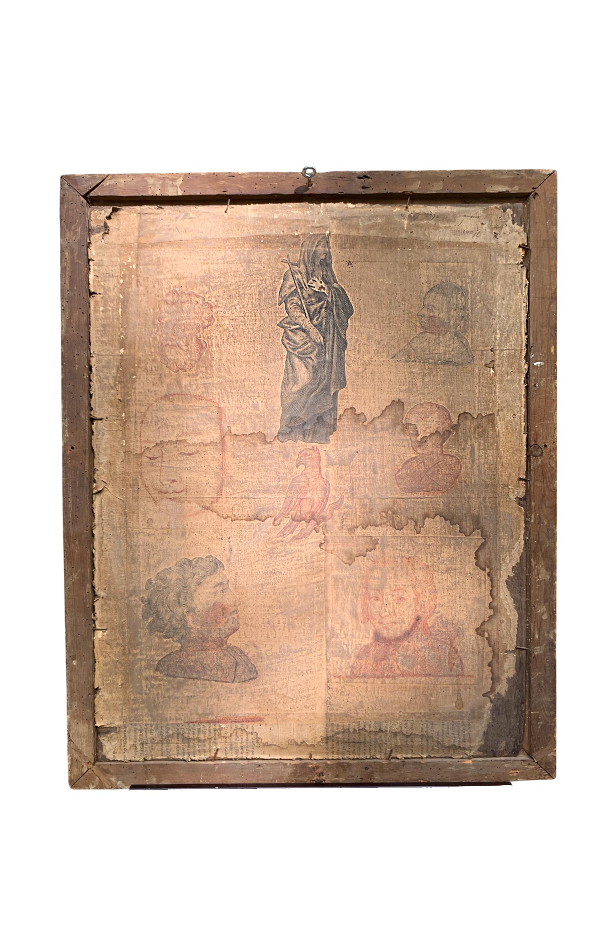 XVII sec. Pittura di scuola fiamminga: Maria Maddalena. Con un raro collage sul retro in vendita 5