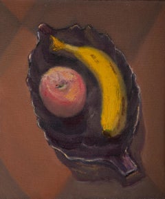 Yang Li Stillleben, Original-Ölgemälde „Ein Apfel und Banane“, Yang Li