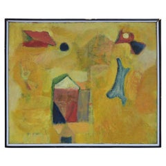 Yellow Abstract Surrealist Field Painting