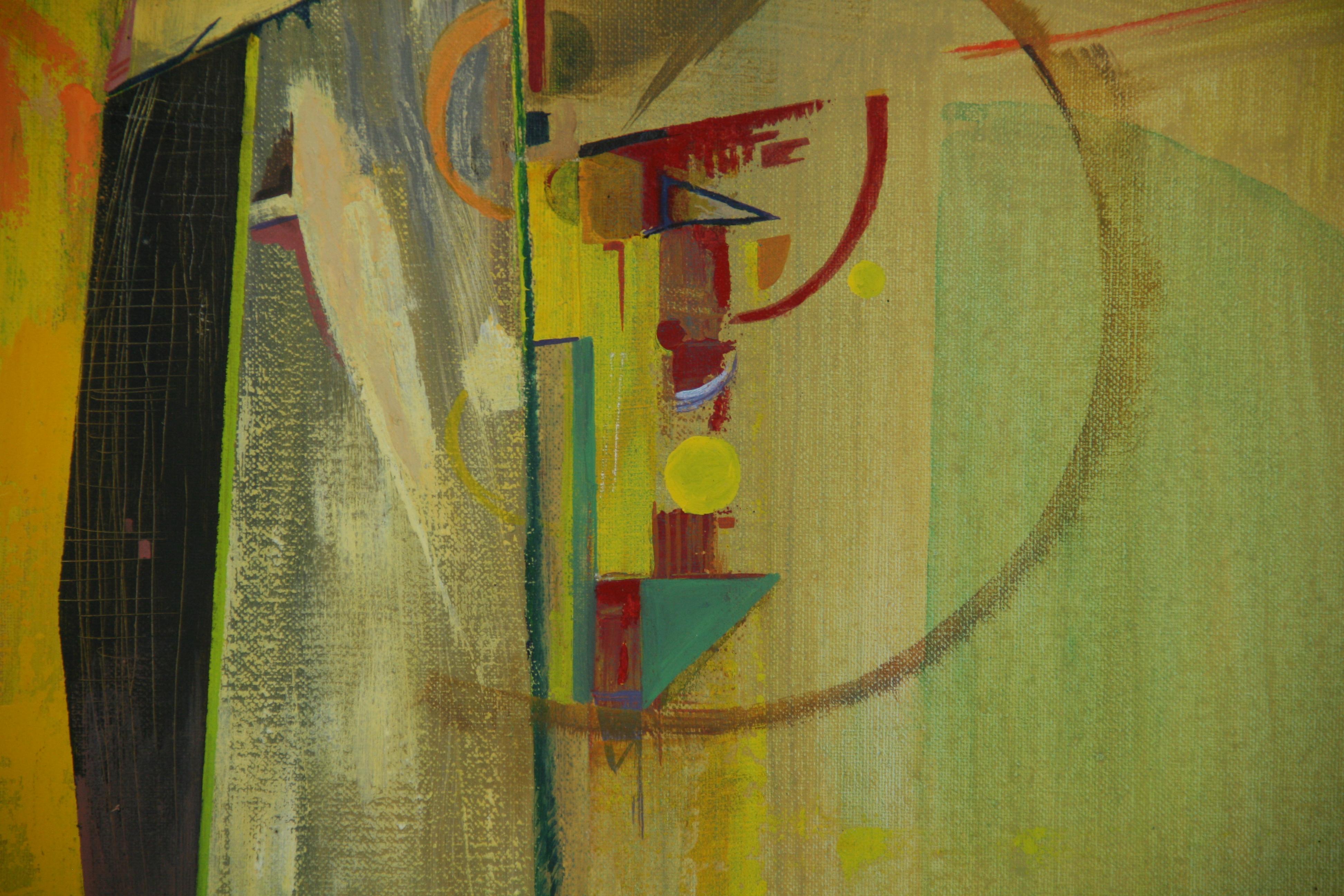 Yellow and Blue Cubic Abstract For Sale 1