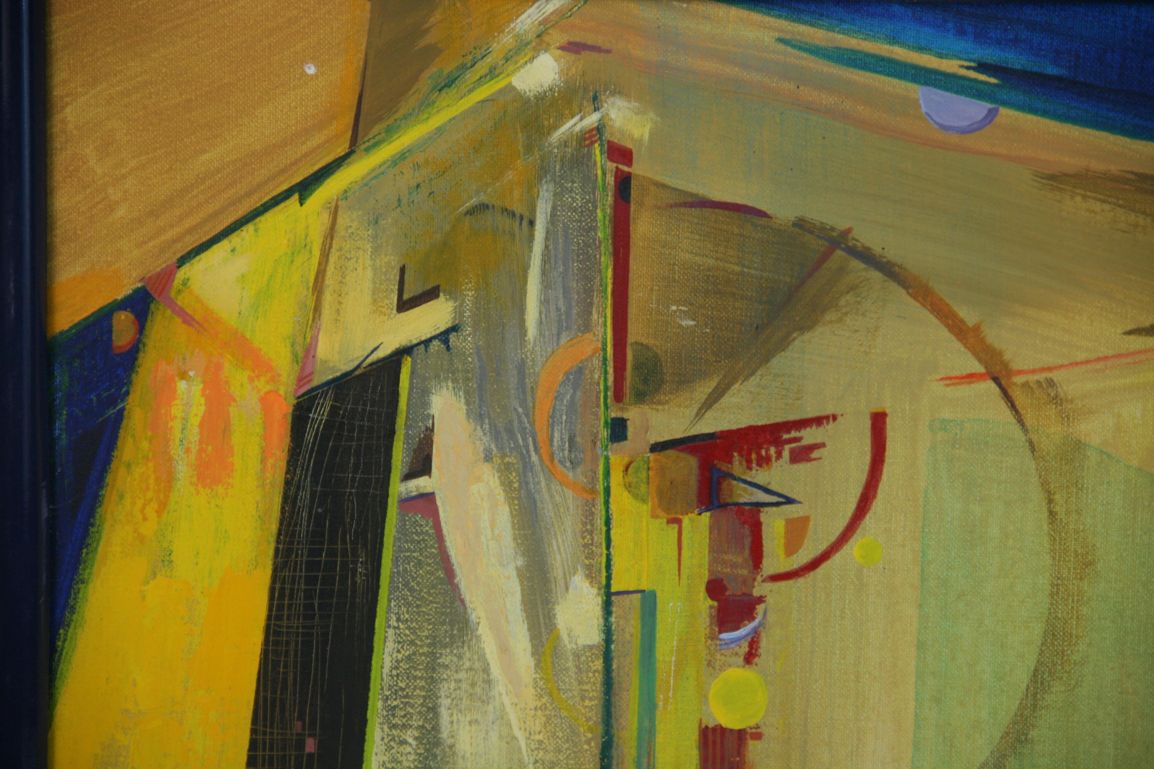 Yellow and Blue Cubic Abstract For Sale 2