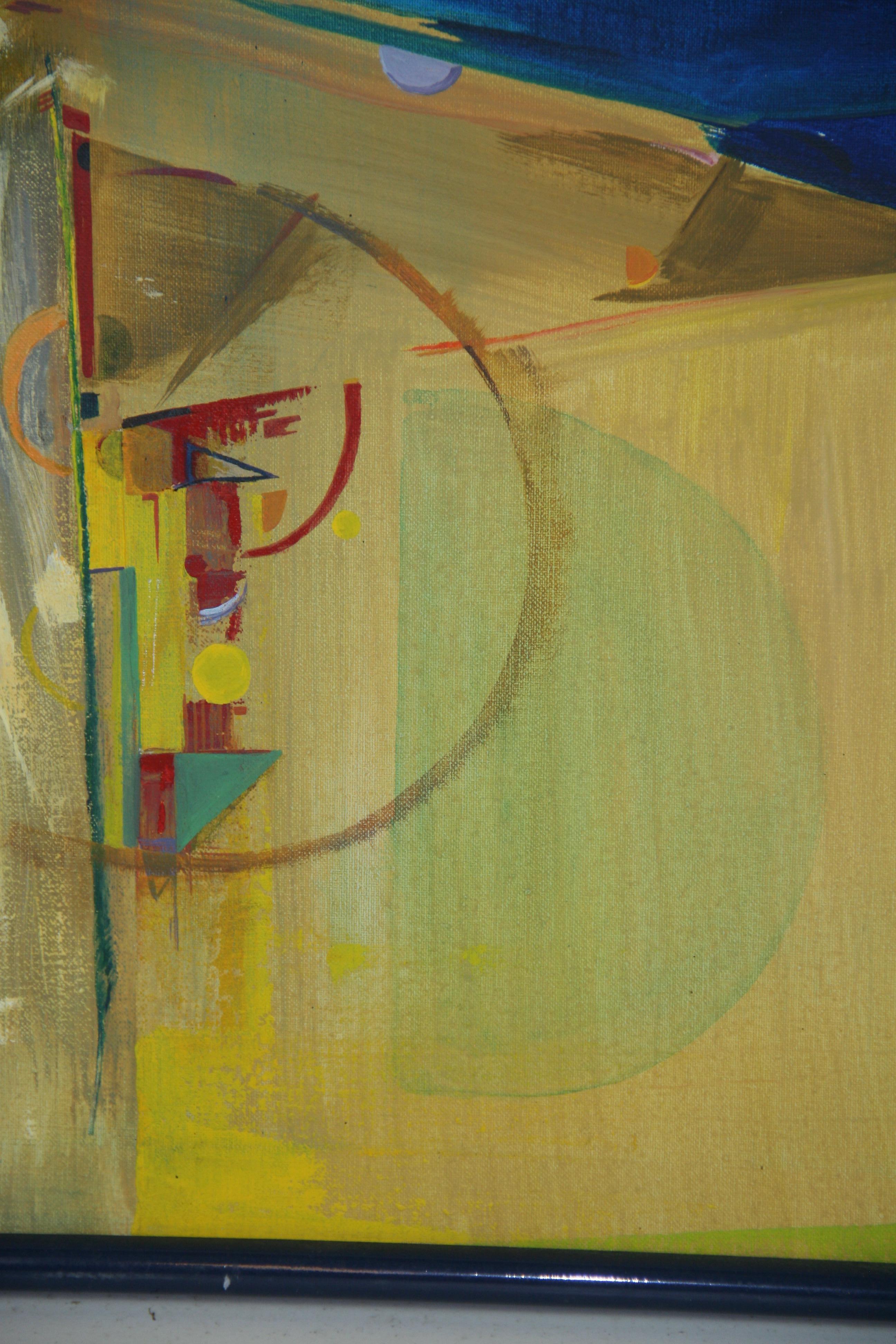 Yellow and Blue Cubic Abstract For Sale 5