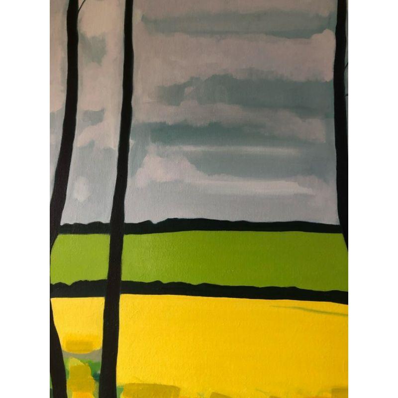 Yellow Fields No.3, Field Painting, Contemporary Rural Art, Bright Landscape Art - Green Still-Life Painting by Unknown