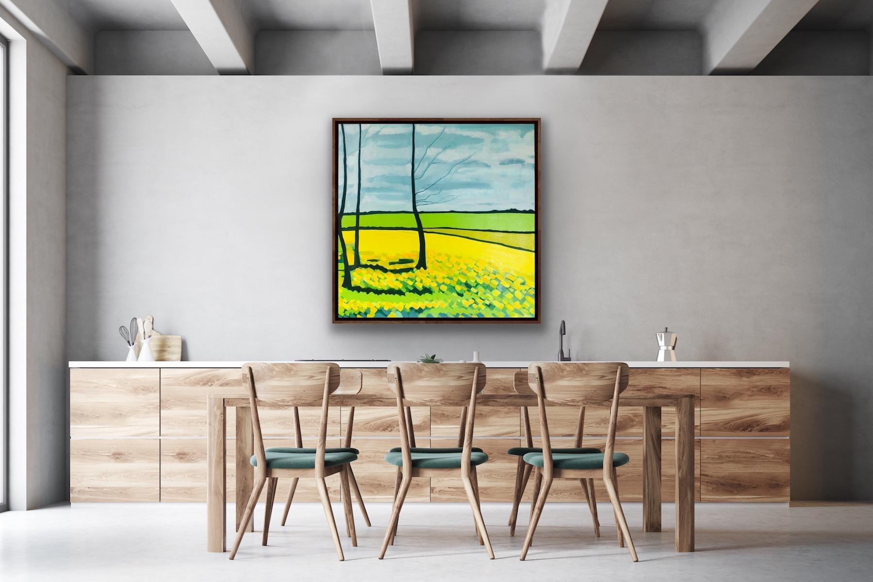 Yellow Fields No.3, Field Painting, Contemporary Rural Art, Bright Landscape Art For Sale 2