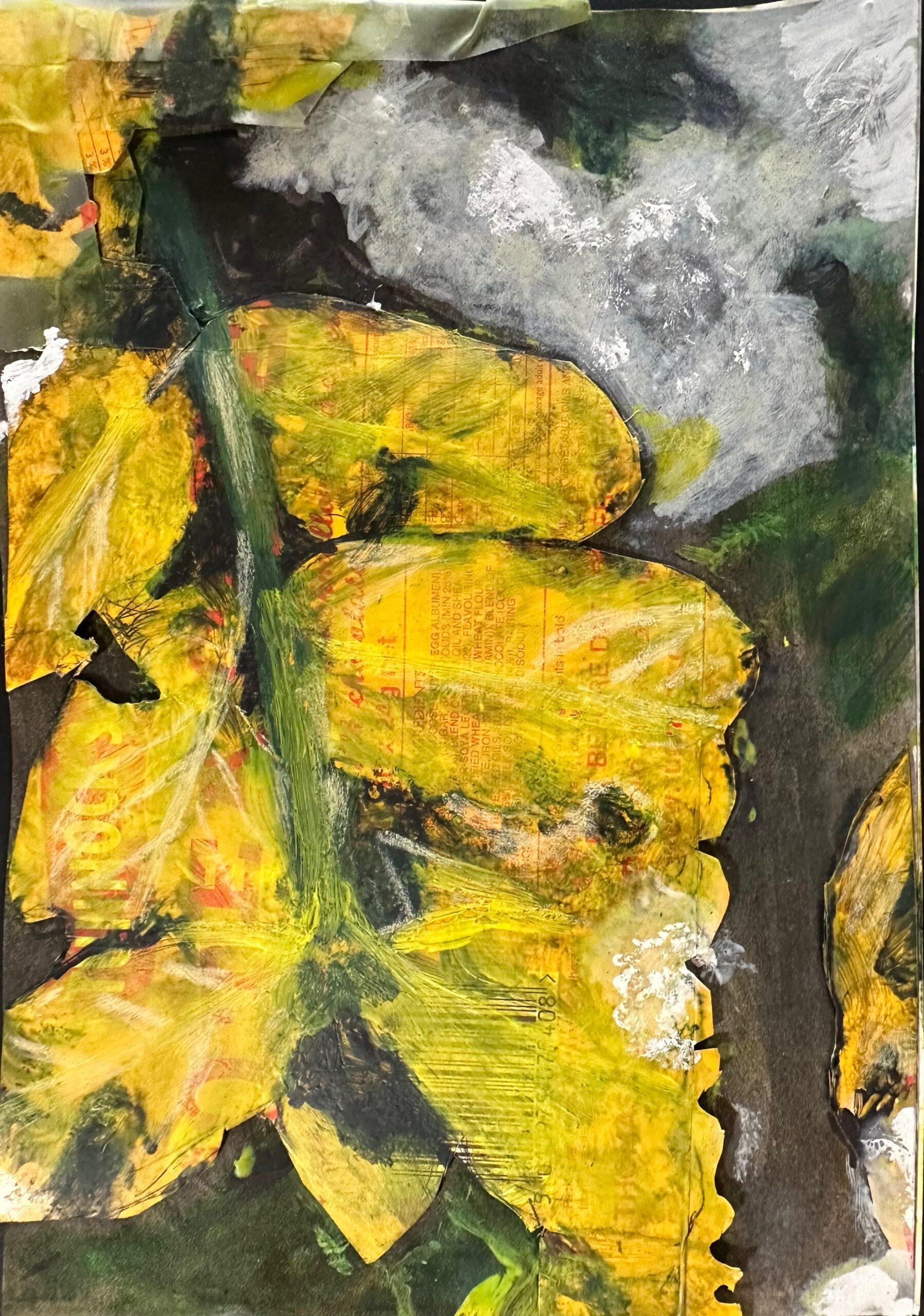 Yellow Leaves III by Claudia Capri - Painting by Unknown