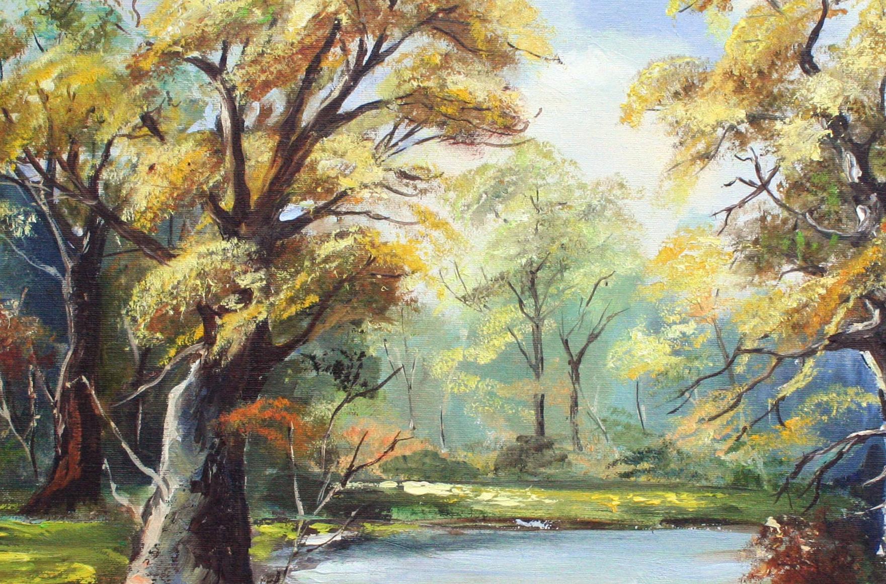 tree and river painting