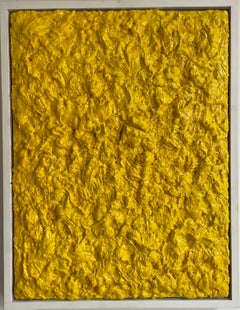 Contemporary Thick Textured Impasto Abstract In Monochromatic Bright Yellow