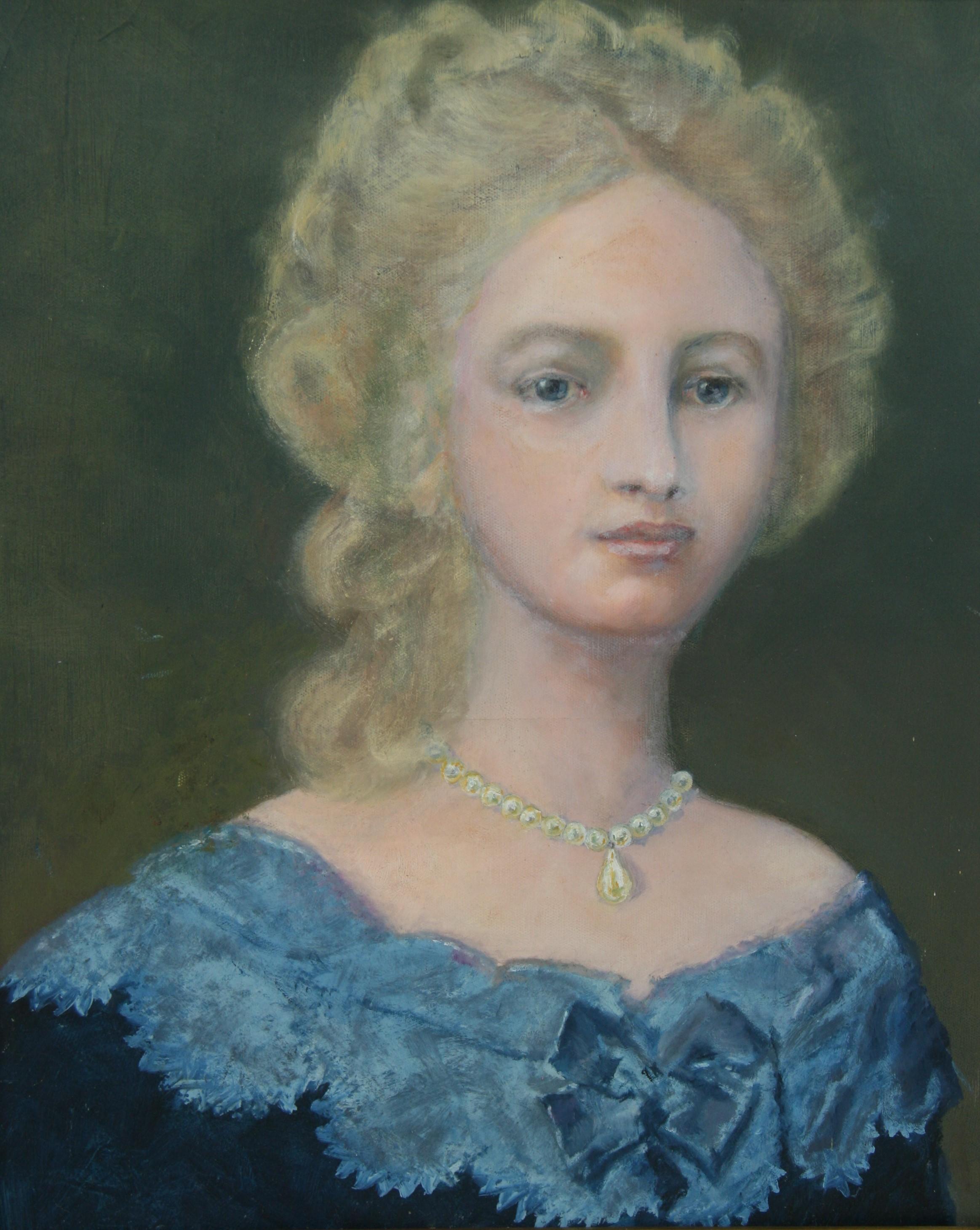 Junge Frau aus dem 18. Jahrhundert mit Peal-Halskette (Braun), Portrait Painting, von Unknown