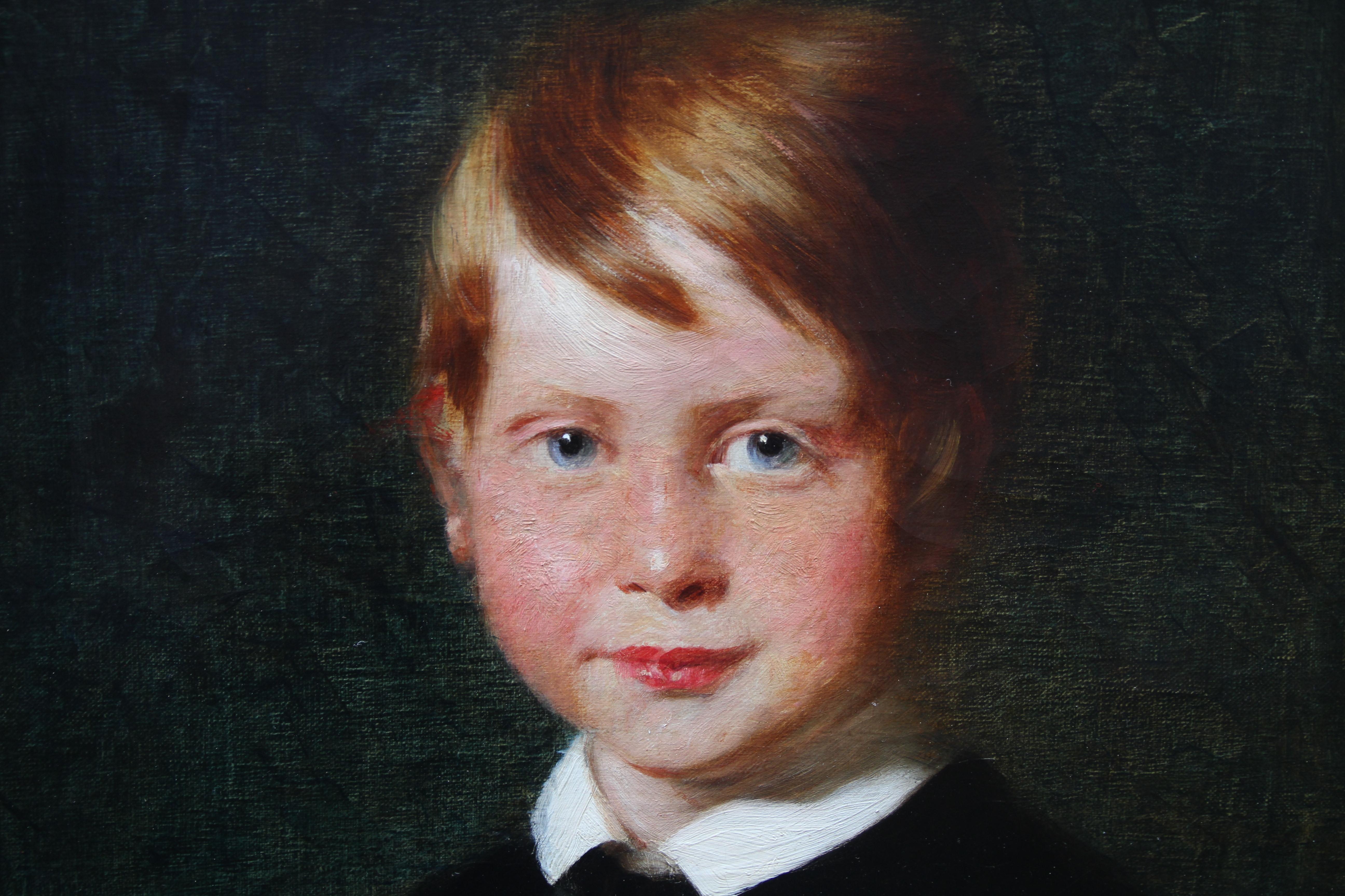 Young Boy - Scottish art 19th Century oil painting male portrait ginger hair  - Realist Painting by Unknown