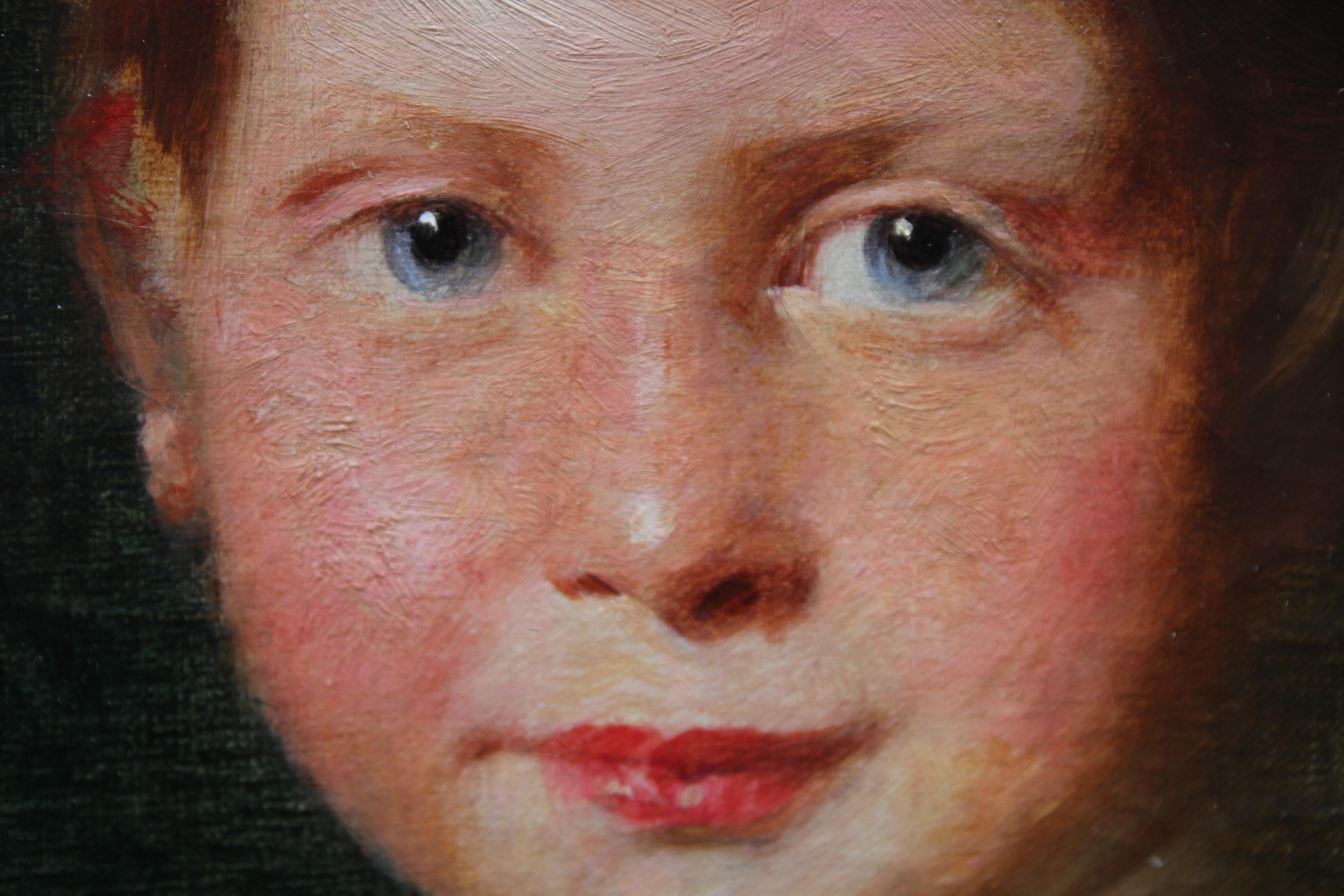 Young Boy - Scottish art 19th Century oil painting male portrait ginger hair  - Realist Painting by Unknown
