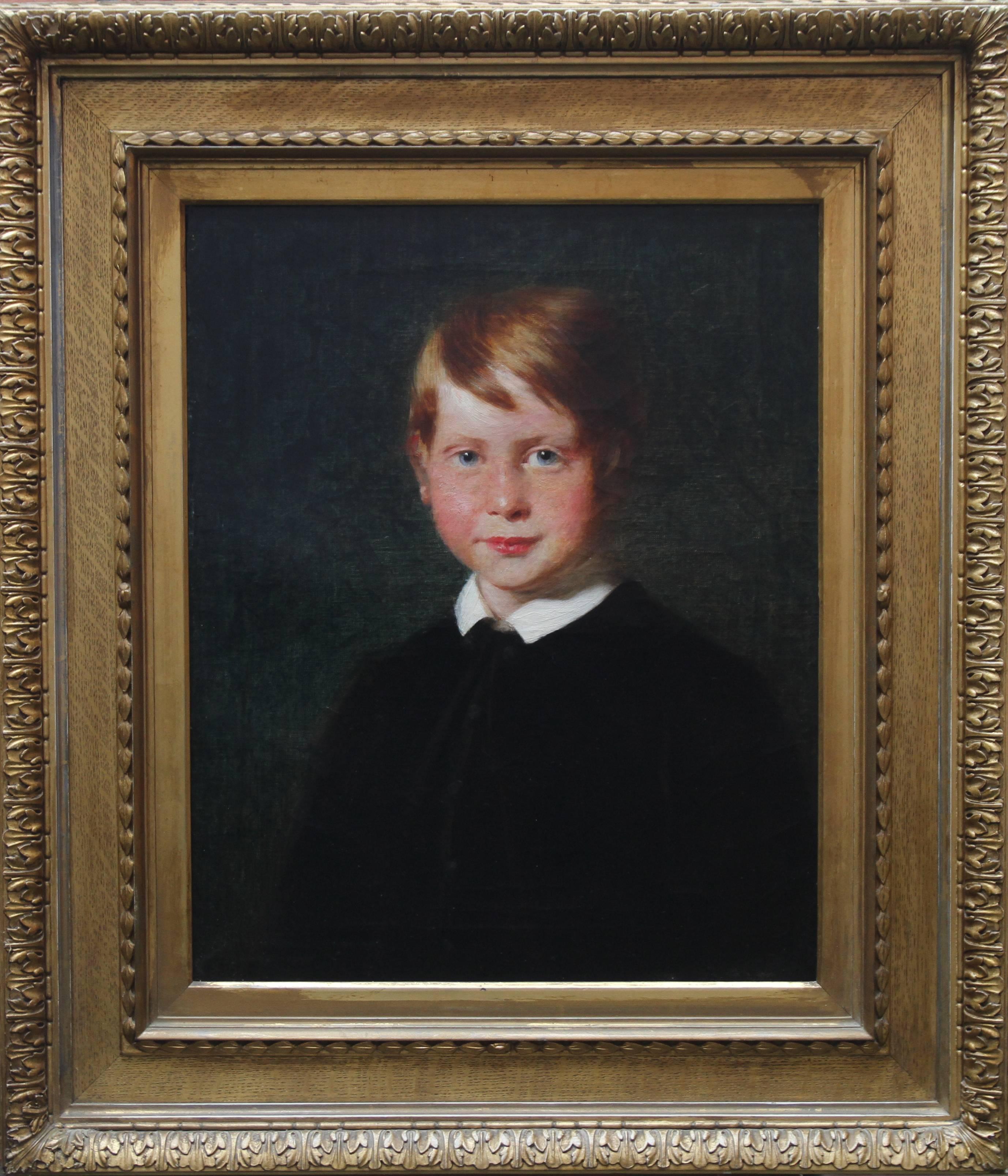 Young Boy – schottische Kunst des 19. Jahrhunderts, Ölgemälde, männliches Porträt aus Gänseblümchenhaar 