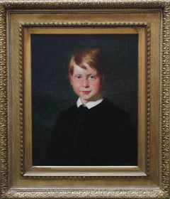 Antique Young Boy - Scottish art 19th Century oil painting male portrait ginger hair 