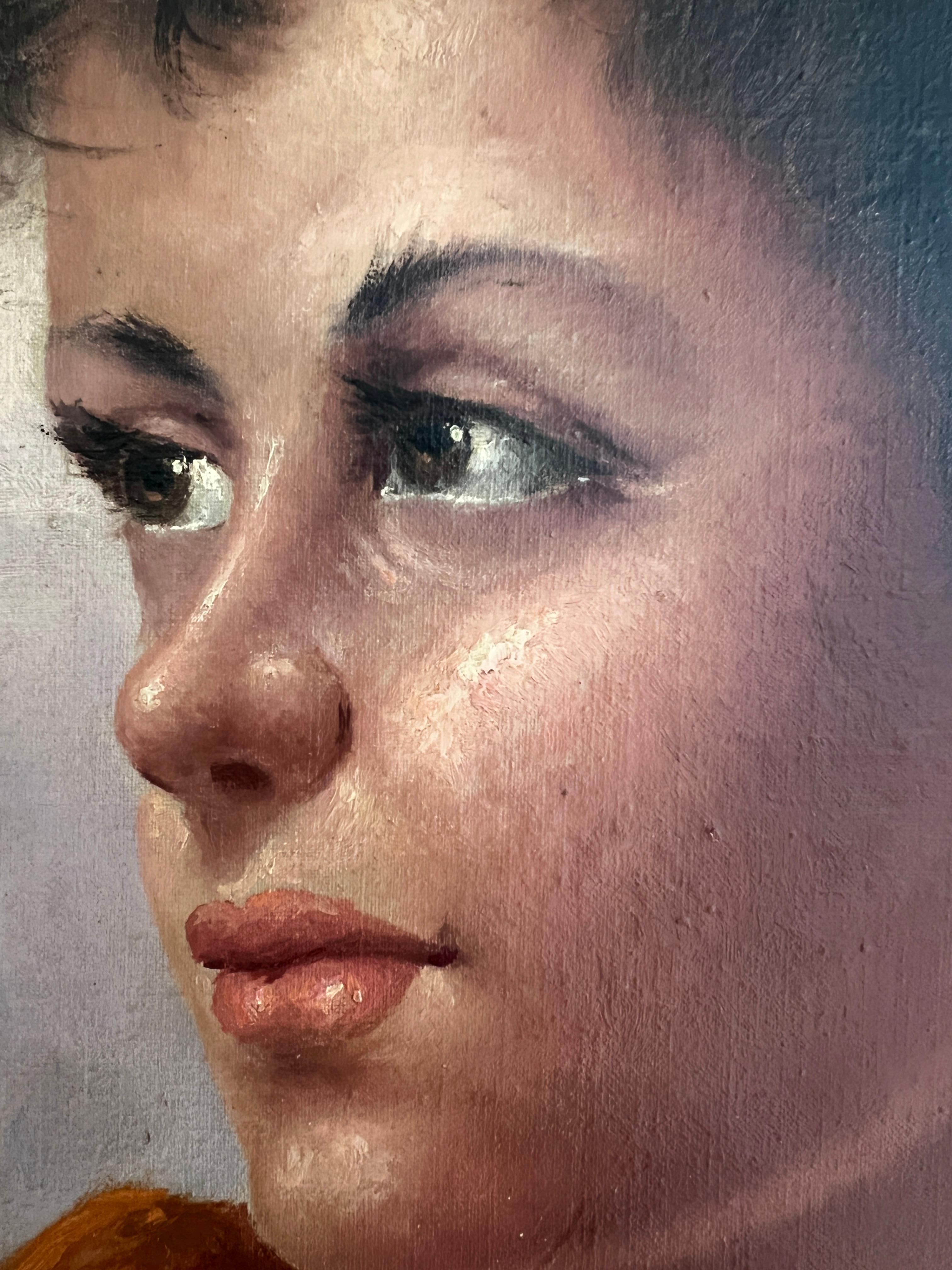 Giovane pescatore - Figurative Painting Marrone di Unknown