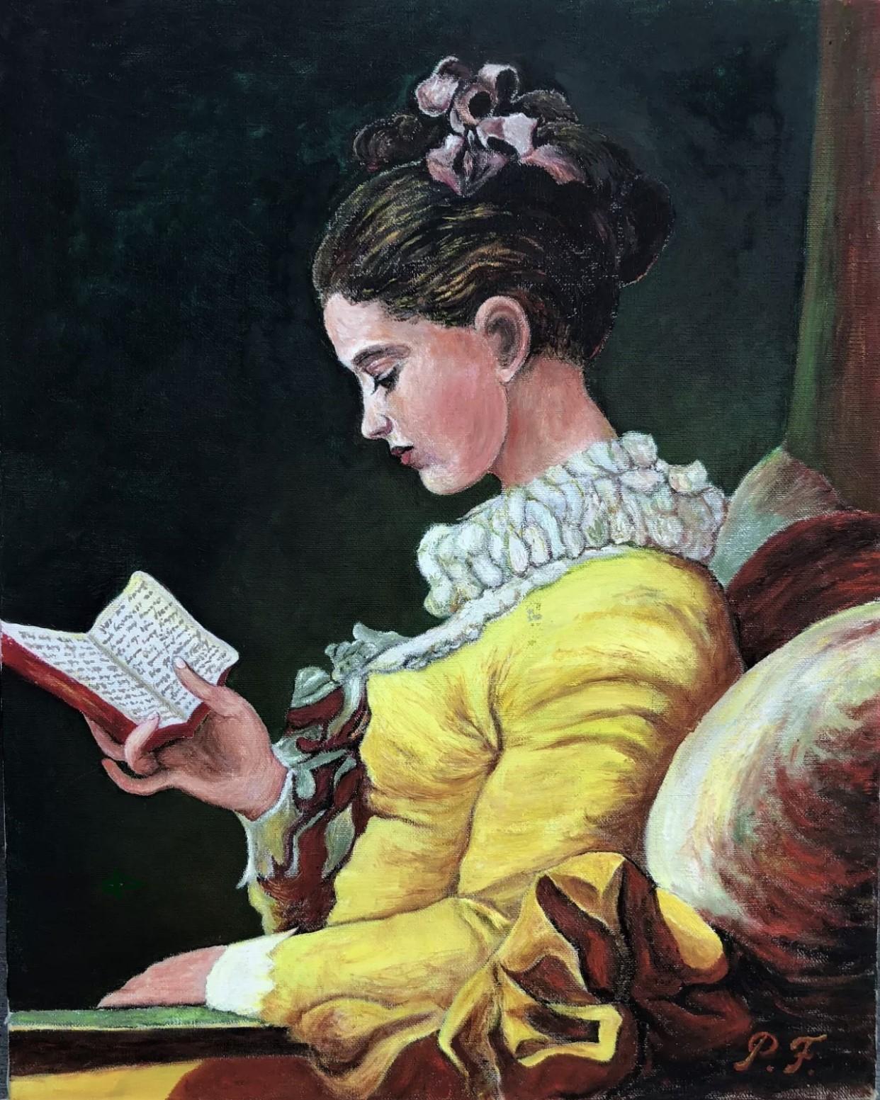 Young Girl Reading - Painting by Unknown