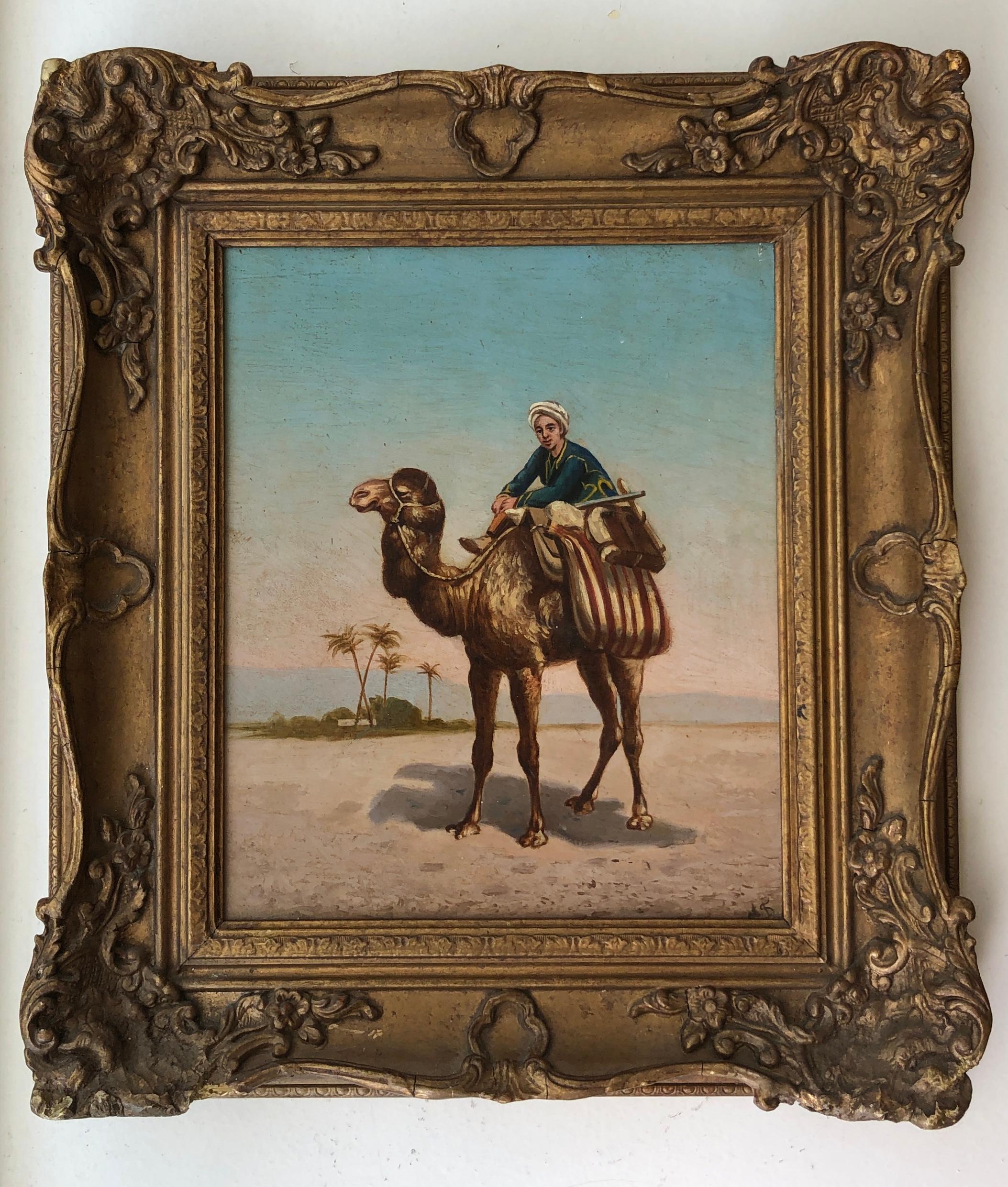 Young man on his camel - Painting by Unknown