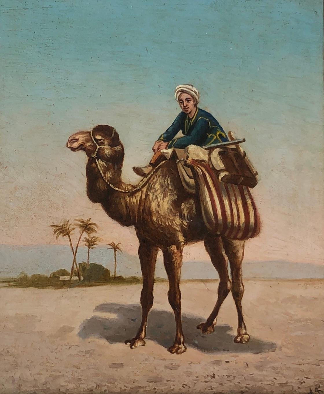 Unknown Animal Painting - Young man on his camel