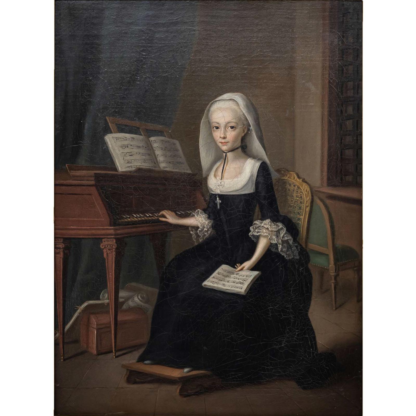 Young Woman at the Piano, 2nd Half 18th Century For Sale 6