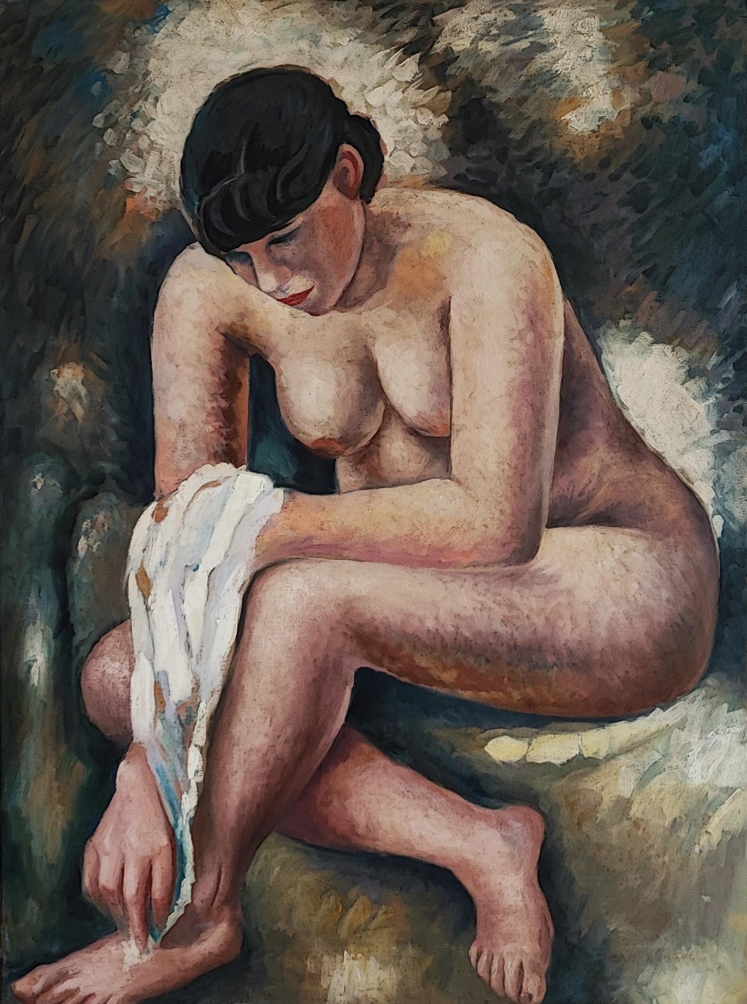 Nude Painting di Unknown - Giovane donna con asciugamano