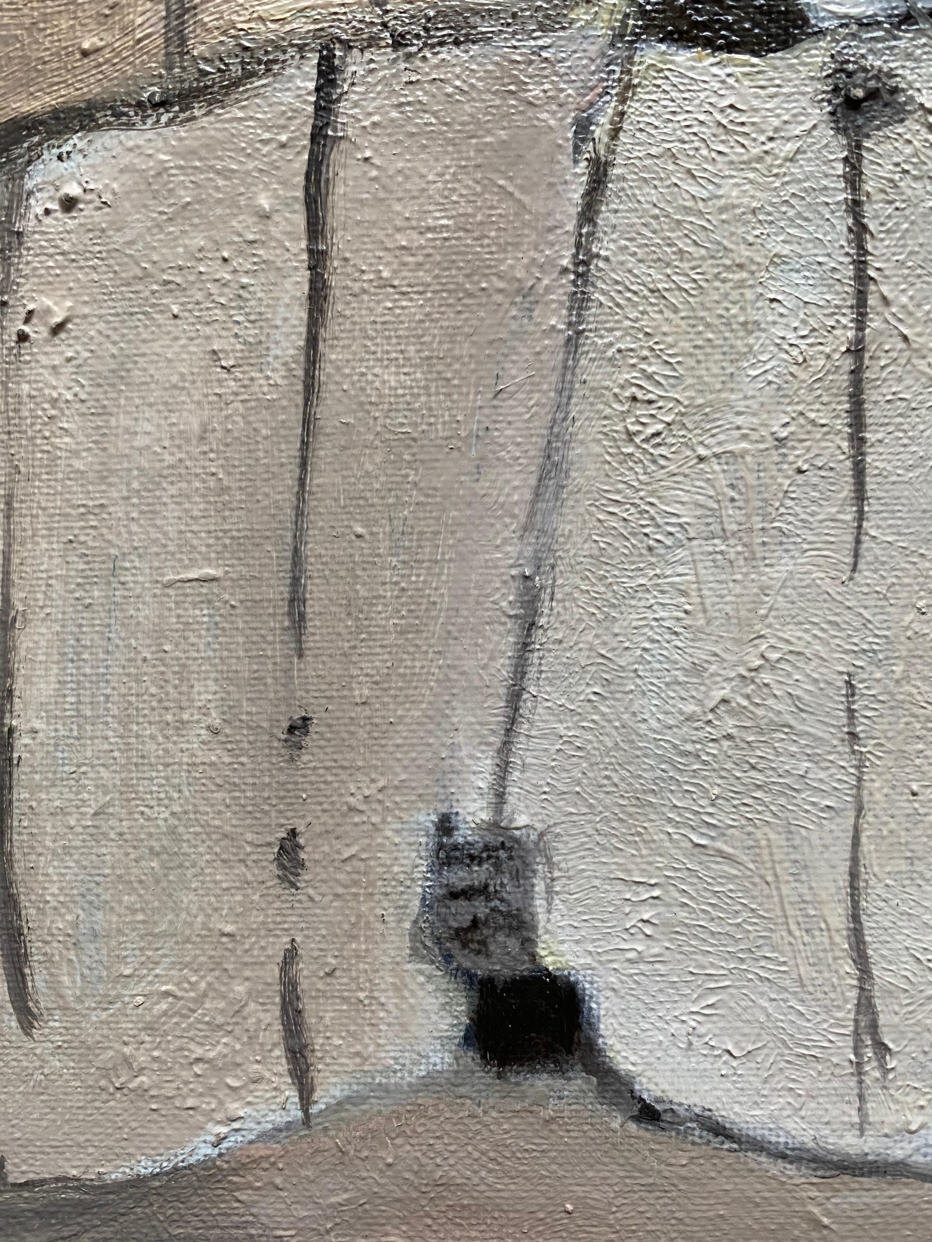 Yvette Dubois Habasque peinture abstraite cubiste française - Gris Abstract Painting par Unknown