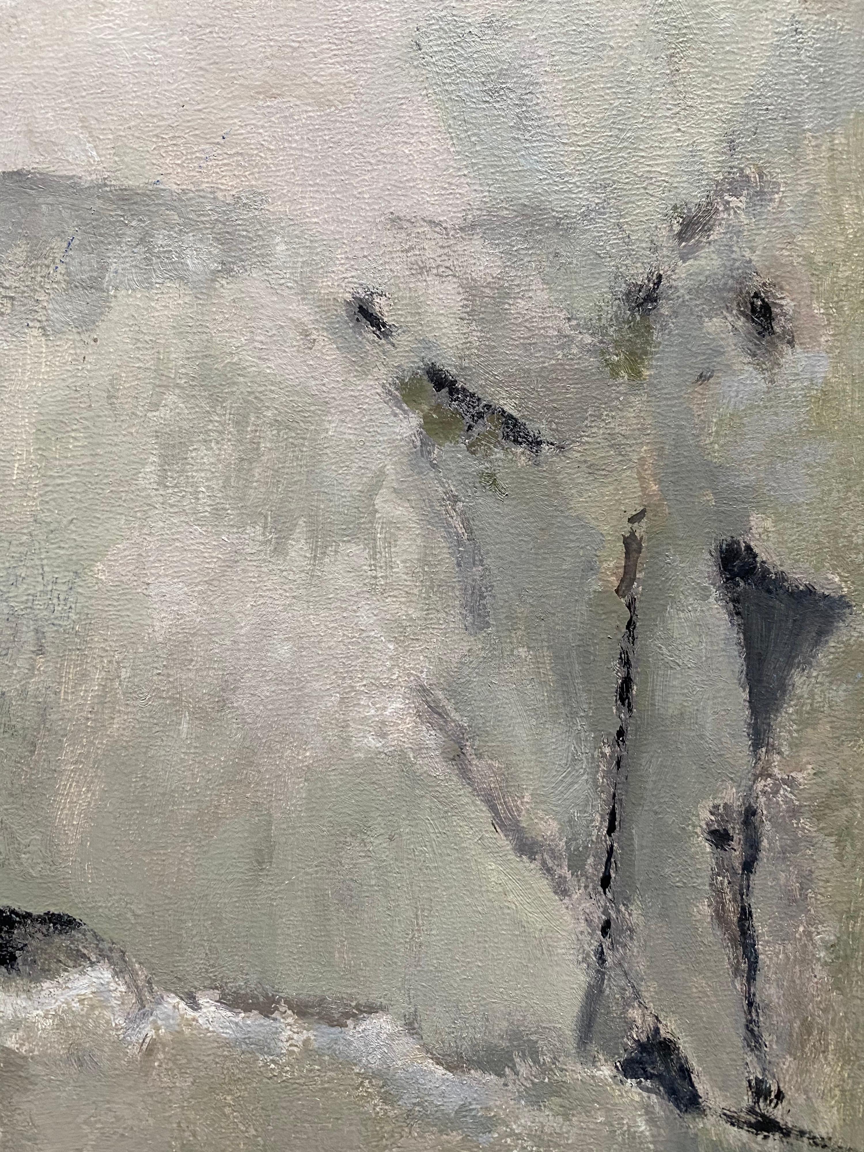 Yvette Dubois Habasque peinture abstraite cubiste française - Gris Abstract Painting par Unknown