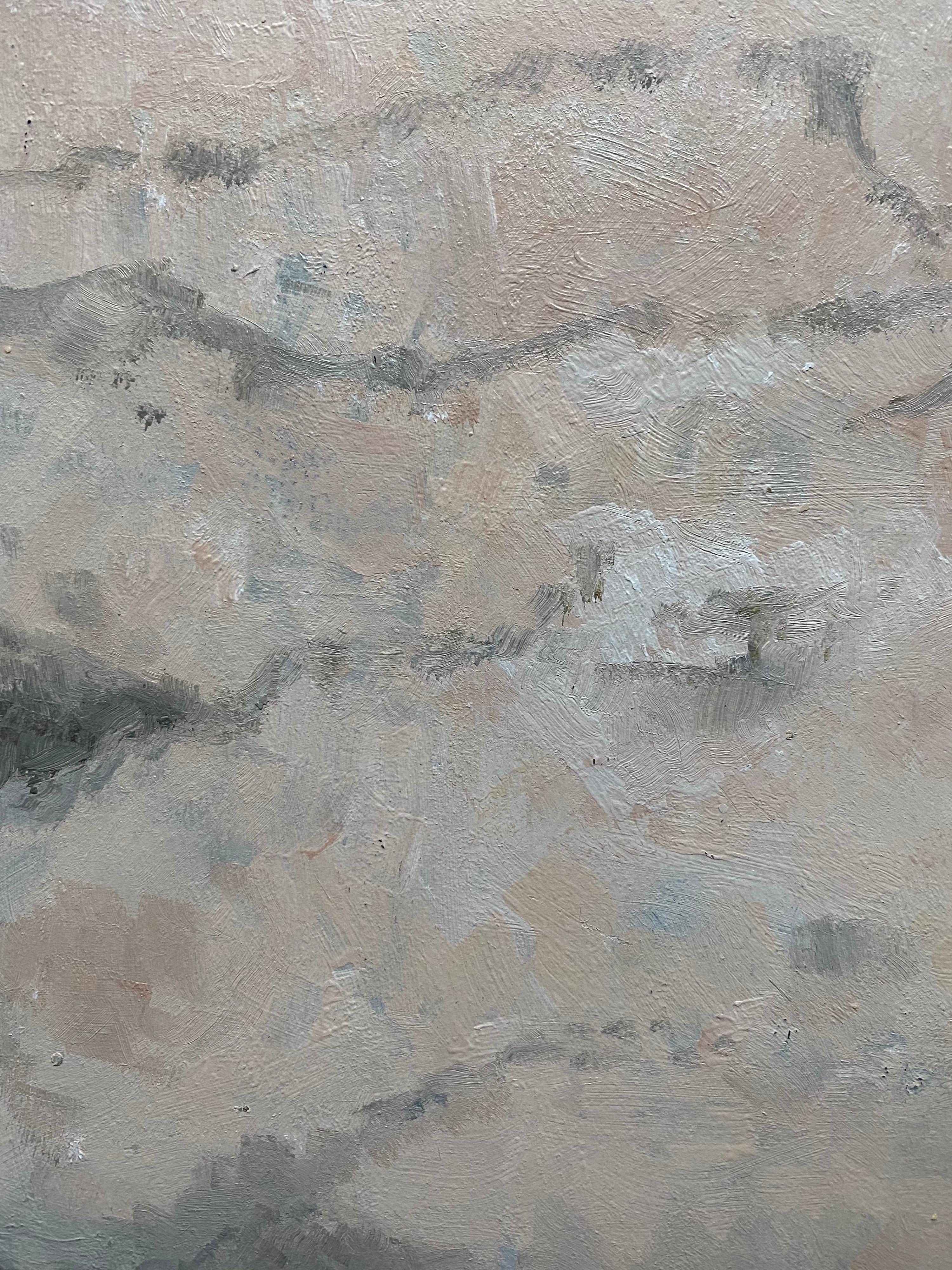 Yvette Dubois Habasque, pittura cubista astratta francese - Abstract Painting Grigio di Unknown