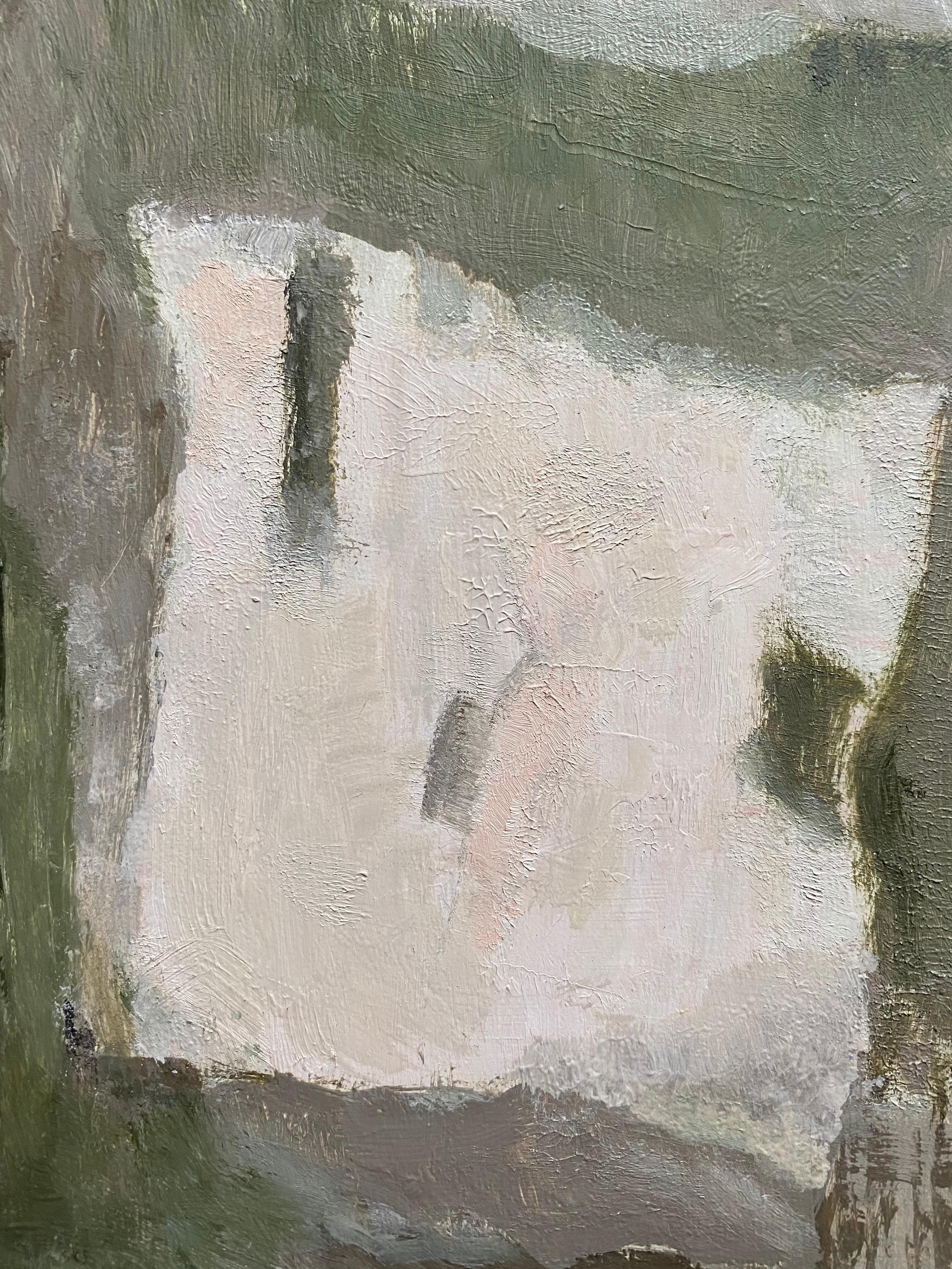 Yvette Dubois Habasque peinture abstraite cubiste française - Gris Abstract Painting par Unknown