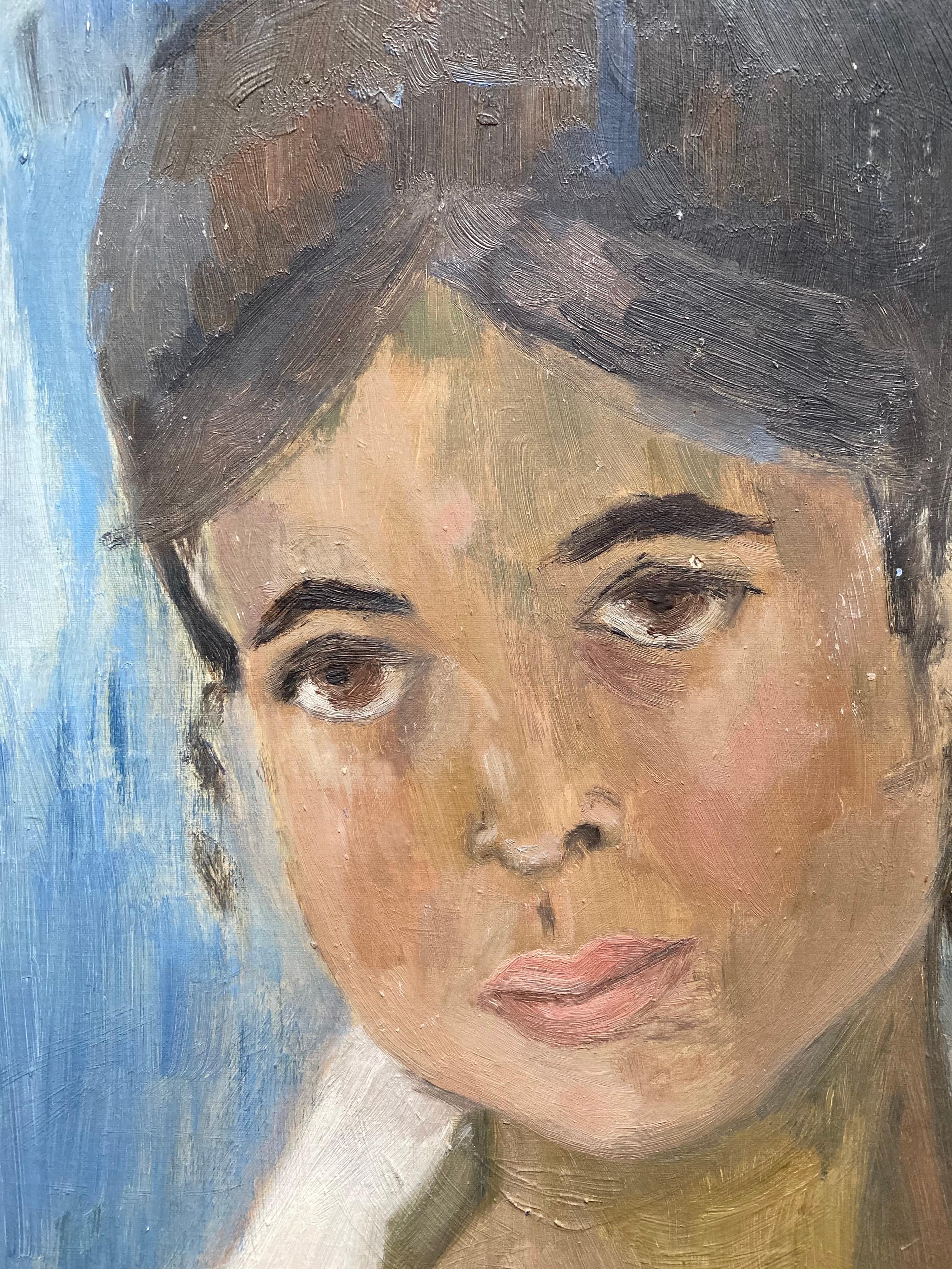 Yvette Dubois Habasque Peinture française - Gris Figurative Painting par Unknown