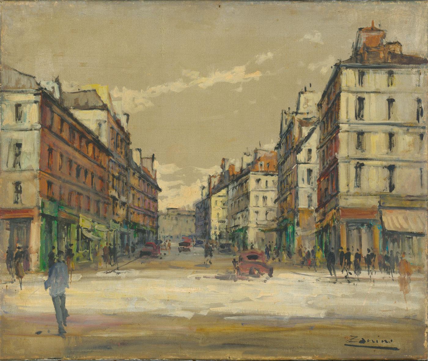 Zanini - Mid 20th Century Oil, Paris Street Scene - Painting by Unknown