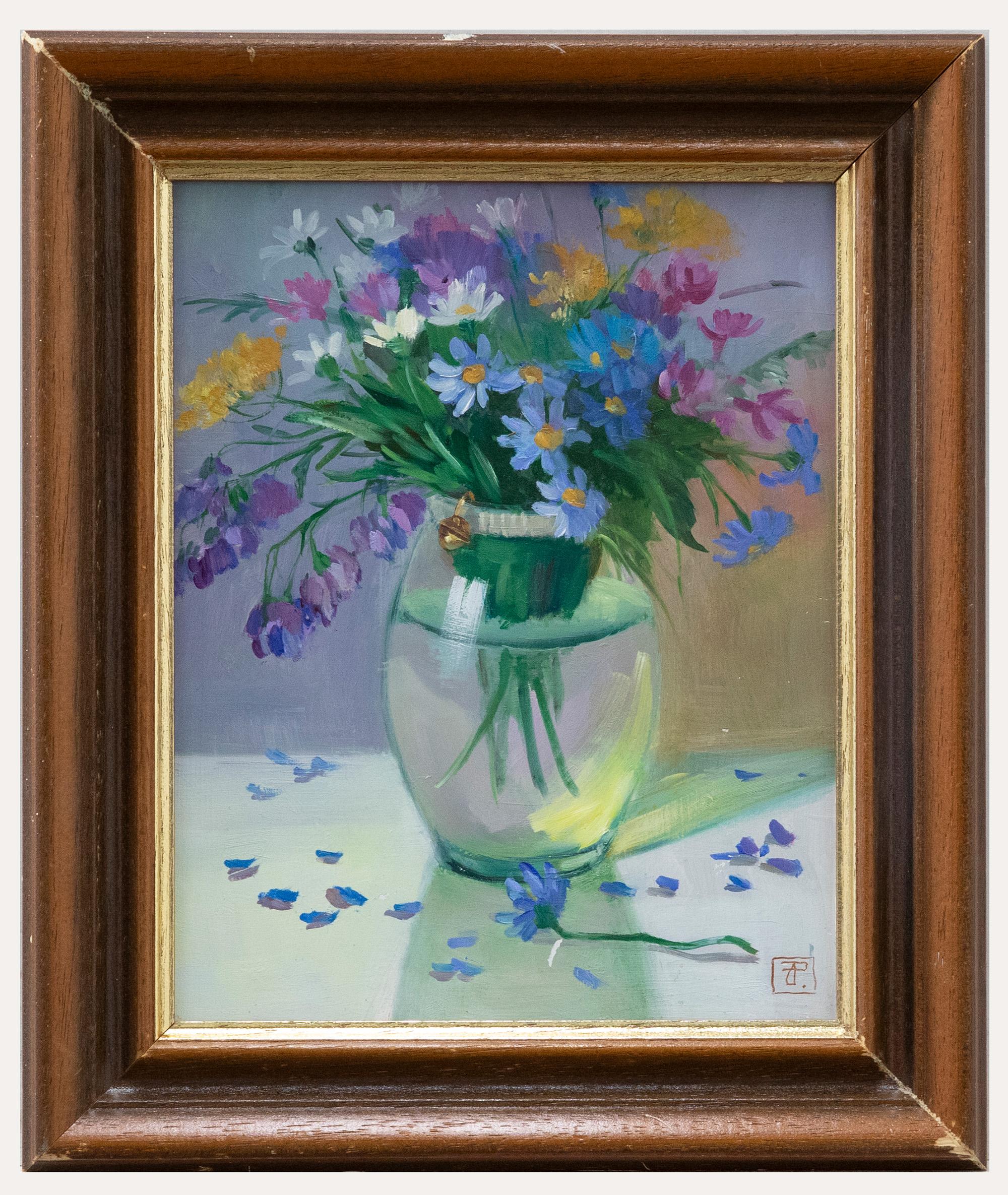 Unknown Still-Life Painting - Zhanna Pechugina - Framed Contemporary Oil, Still Life of Summer Flowers
