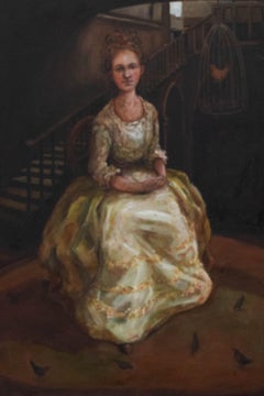 Zoe Cameron (b.1959) - 2005 Oil, Figure in Palazzo Centani Courtyard