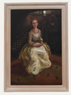Zoe Cameron (b.1959) - 2005 Oil, Figure in Palazzo Centani Courtyard