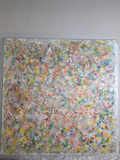 Zoragozo Signed Abstract Acrylic on Layered Panels c. 1970 63 x 63 inches