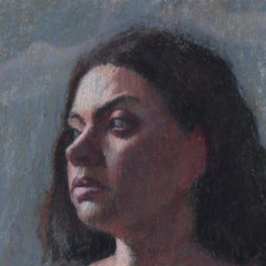 Unknown Pastel Artist Study - Lady in Blue Dress on Chair