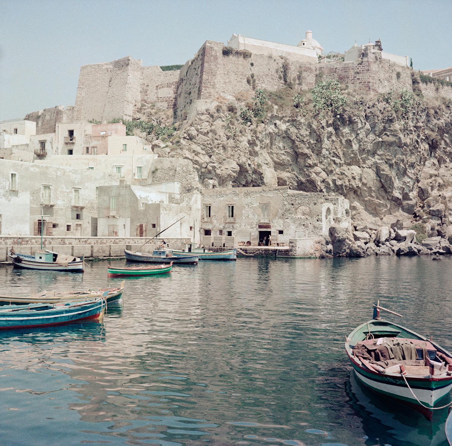 Unknown Figurative Photograph - ' Boats In The Harbour '  circa 1960 Oversize Colour Pigment print 