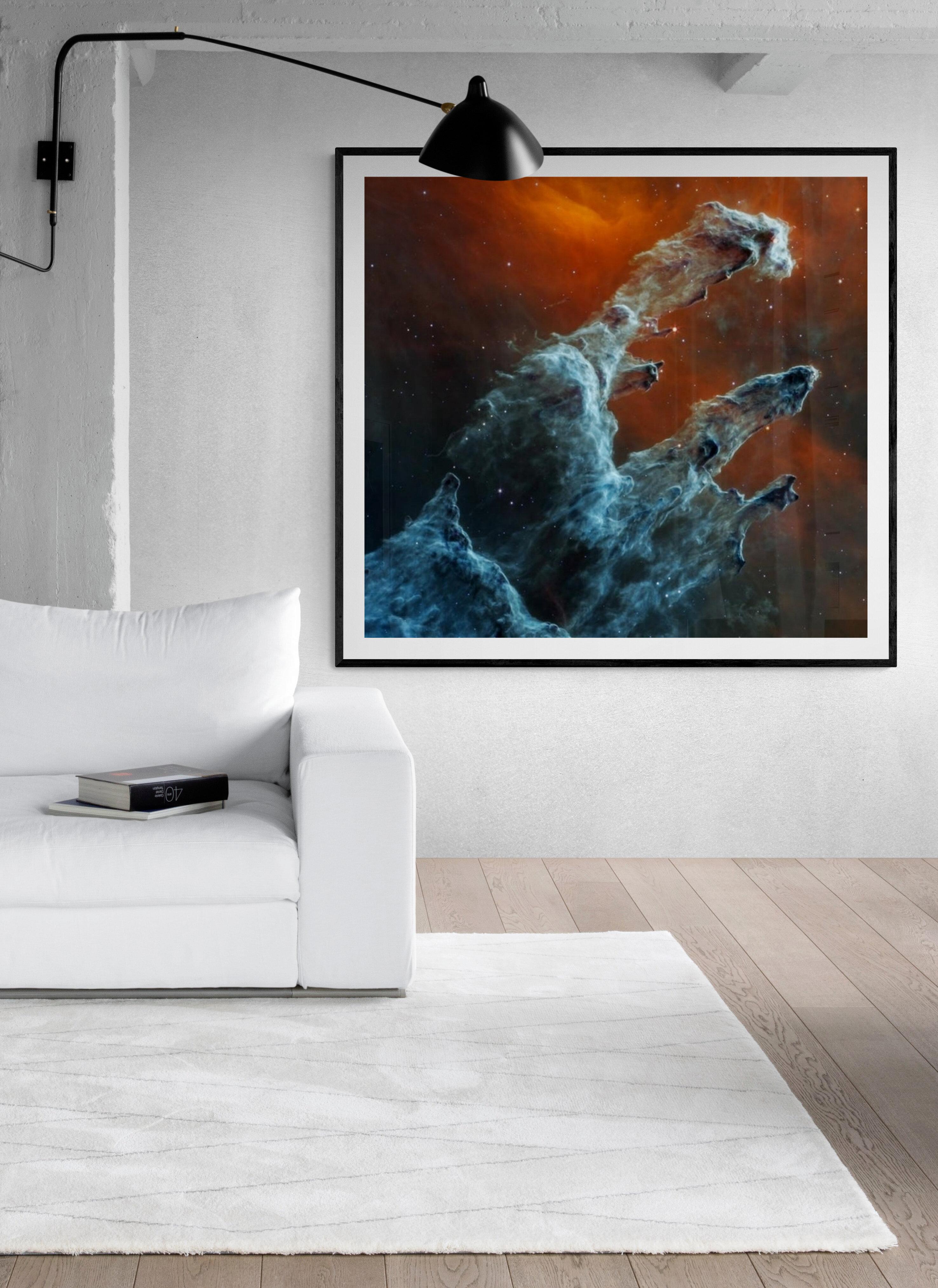 The WEBB imagery is of the most important imagery every taken. 
The finest museum quality WEBB images avialable. 
Printed on archival paper using archival inks.
Framing options available

NASA’s James Webb Space Telescope’s mid-infrared view of the