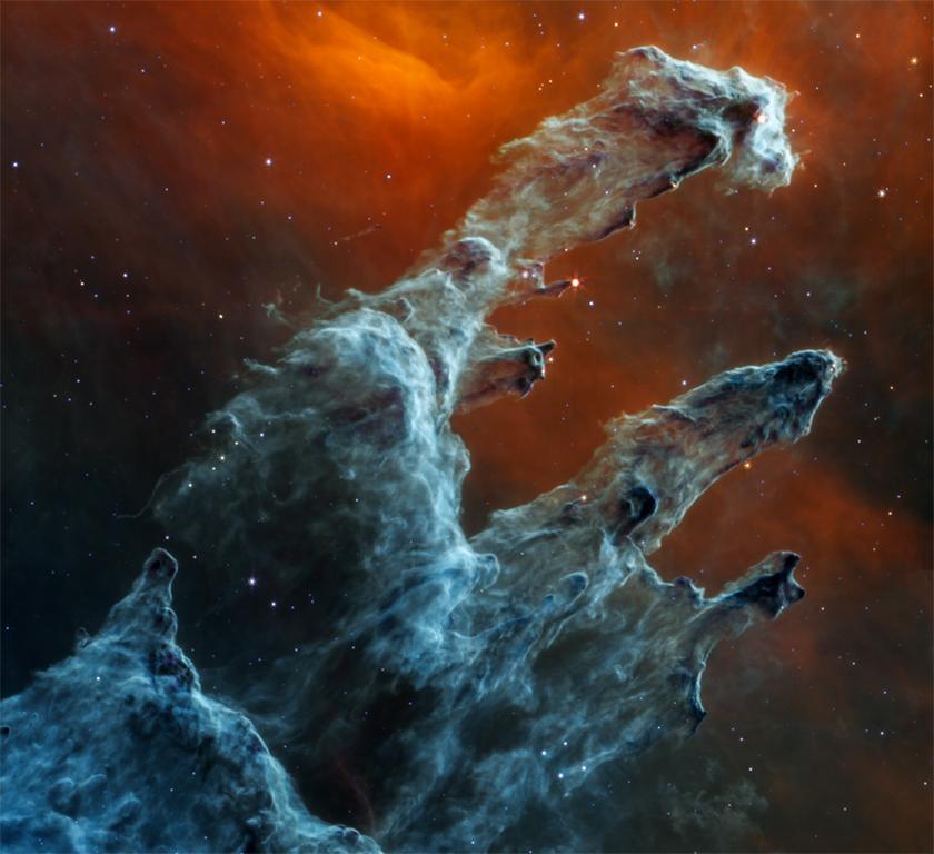 Unknown Color Photograph – 30x20 Pillars of Creation James Webb Teleskop-Raumteilerfotografie  NASA-Fotokunst