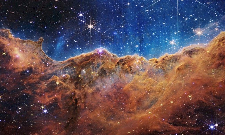 Unknown Color Photograph - 36x24 “Cosmic Cliffs” James Webb Telescope Space Photography NASA Fine Art Print