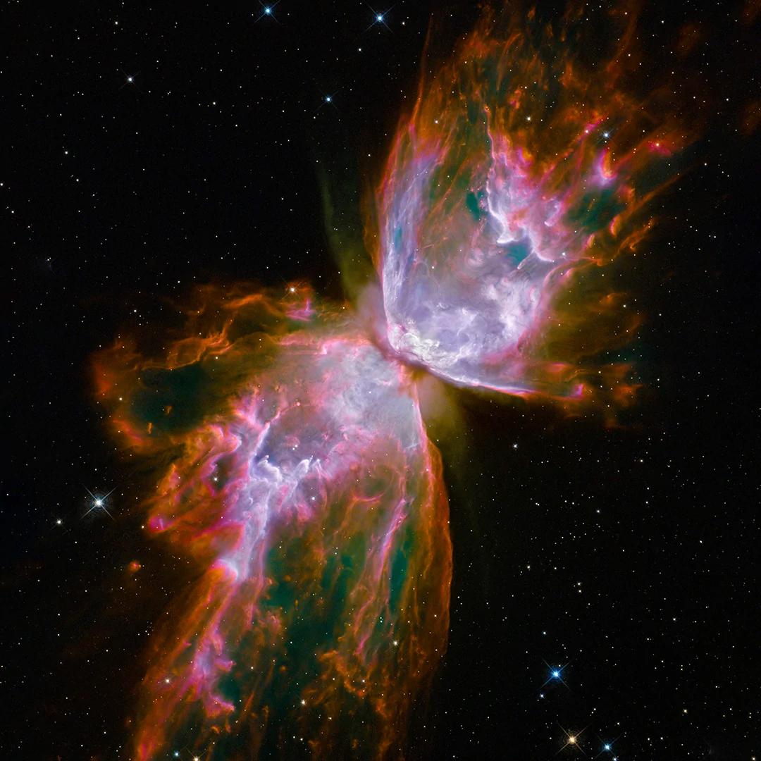 Unknown Color Photograph – 60x45  „HUBBLE BUTTERFLY NEBULA“ Teleskop-Raumfotografie NASA, Kunstdruck