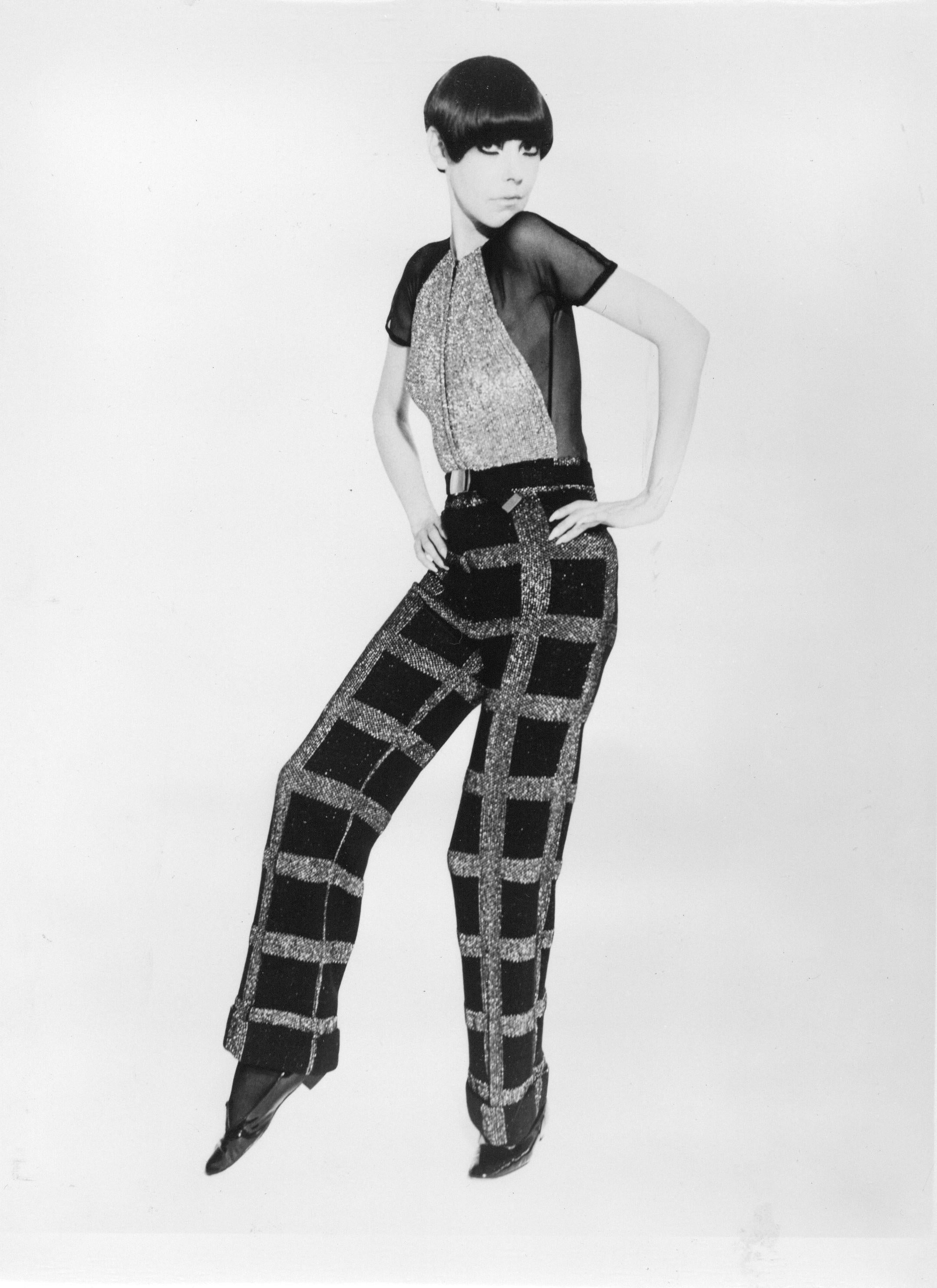 Unknown Black and White Photograph - 70s Fashion: Model in Style Vintage Original Photograph