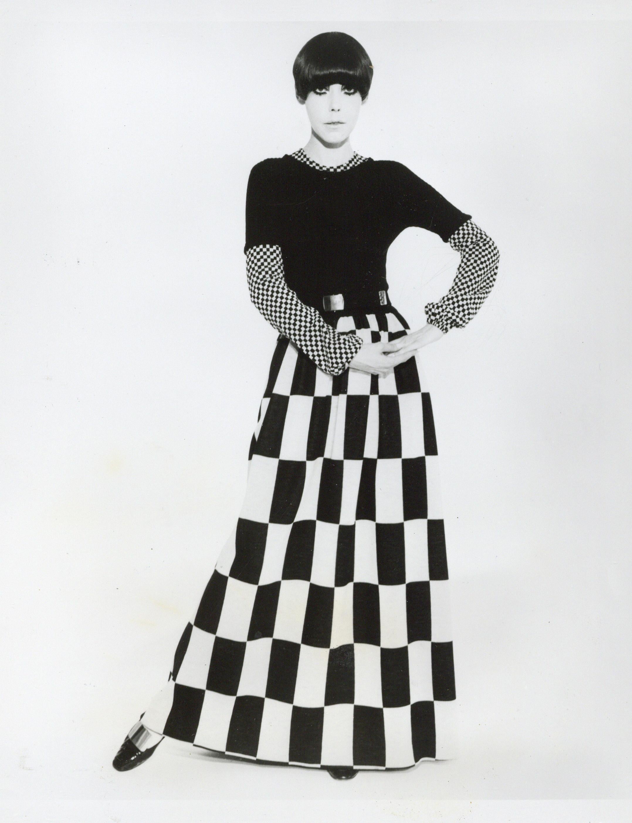 Unknown Portrait Photograph - 70s Fashion: Model in Sweater Dress Vintage Original Photograph