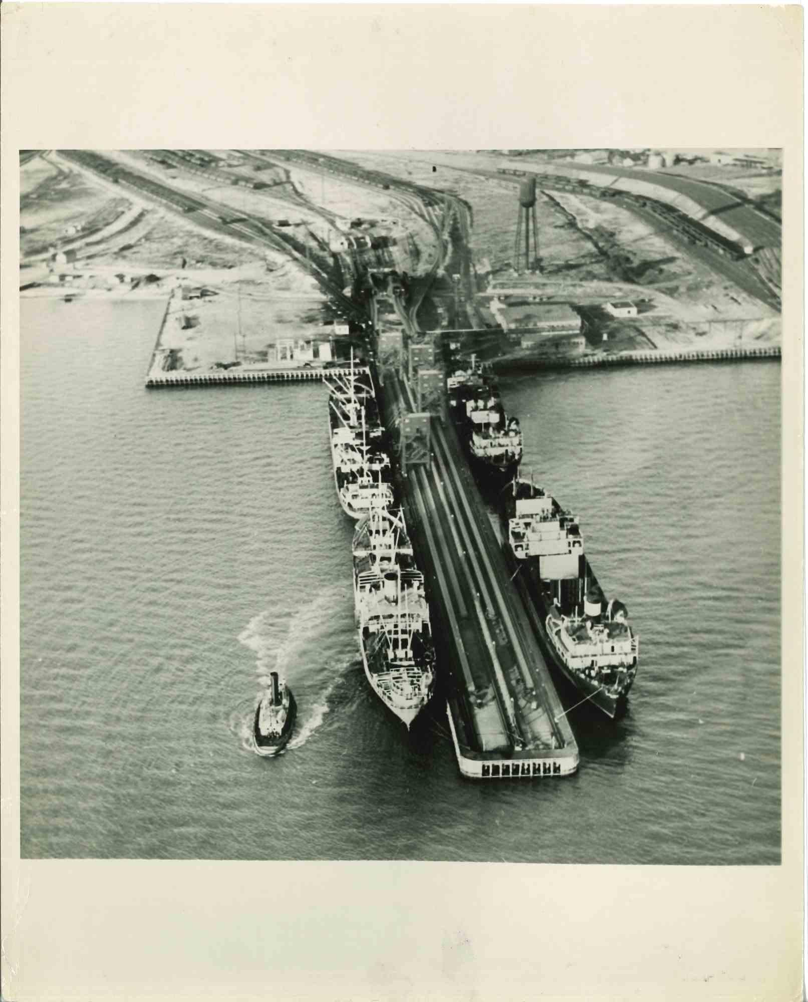Unknown Figurative Photograph - A New Type Coal - Loading Pier - Vintage Photograph - Mid 20th Century