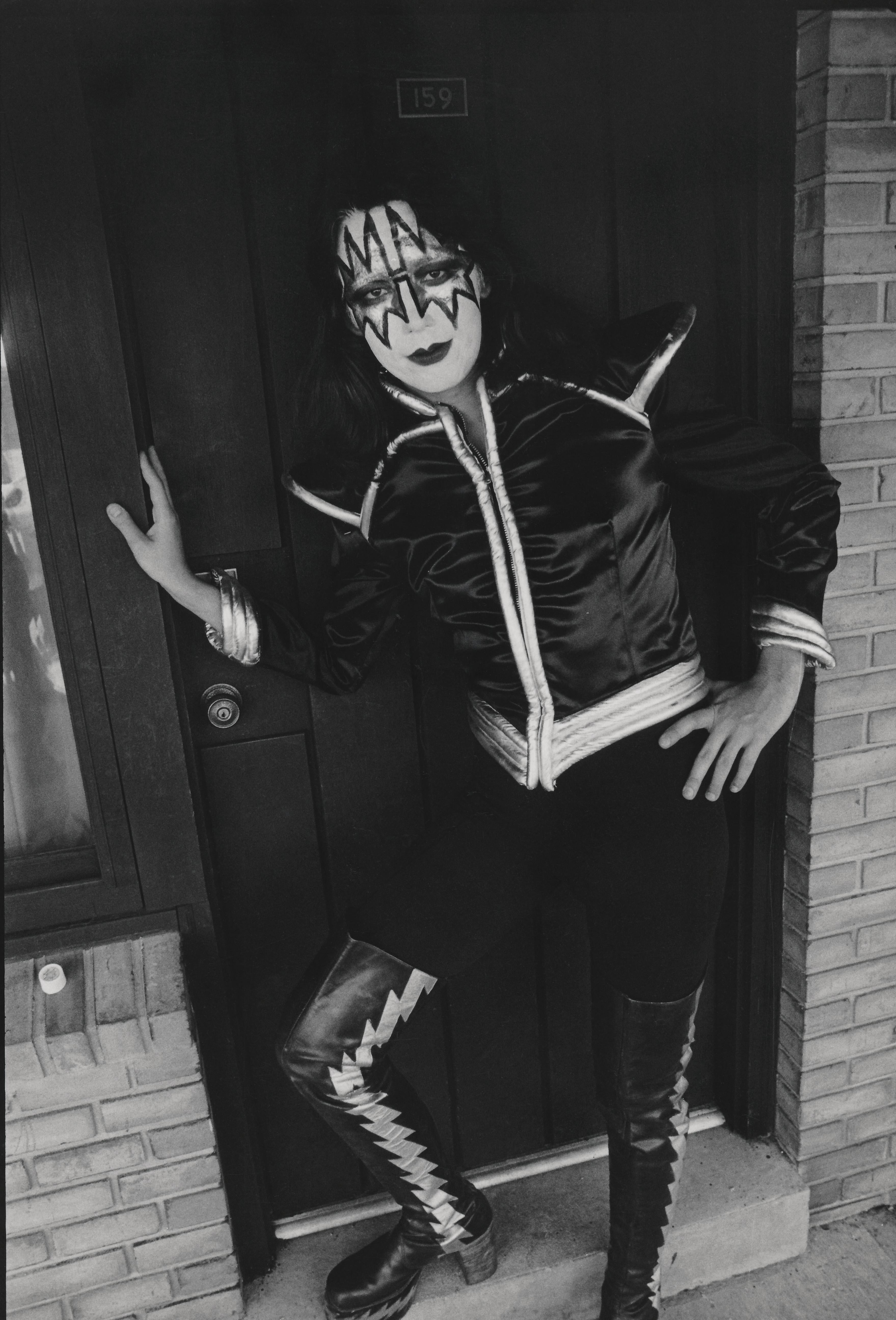 Unknown Black and White Photograph - Ace Frehley of KISS Leaning in Doorway Fine Art Print