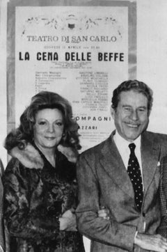 Les acteurs Amedeo Nazzari et Marcella Pobbe - Photographie vintage b/w, 1973