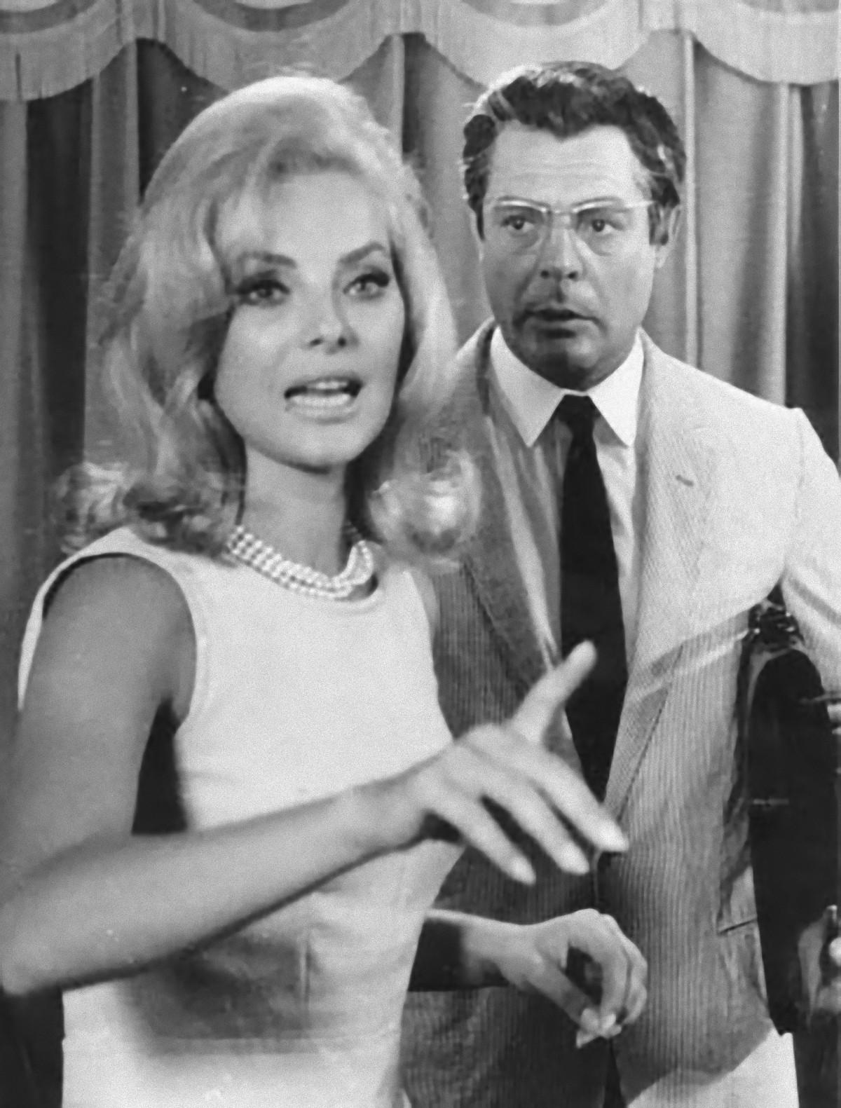 Actors Marcello Mastroianni and Virna Lisi - Vintage b/w Photo - 1960s
