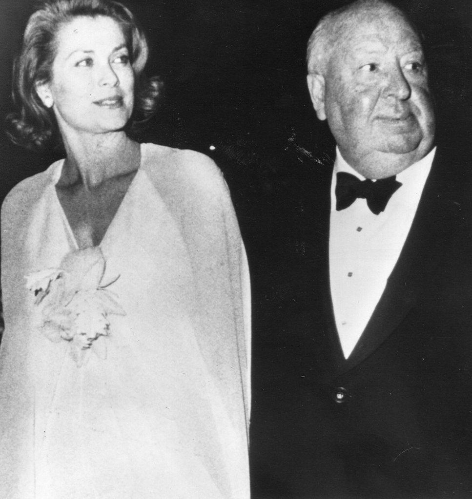 Unknown Figurative Photograph - Alfred Hitchcock and Grace Kelly - Vintage b/w Photograph - 1970s