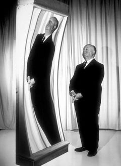 Vintage Alfred Hitchcock in Funhouse Mirror Globe Photos Fine Art Print