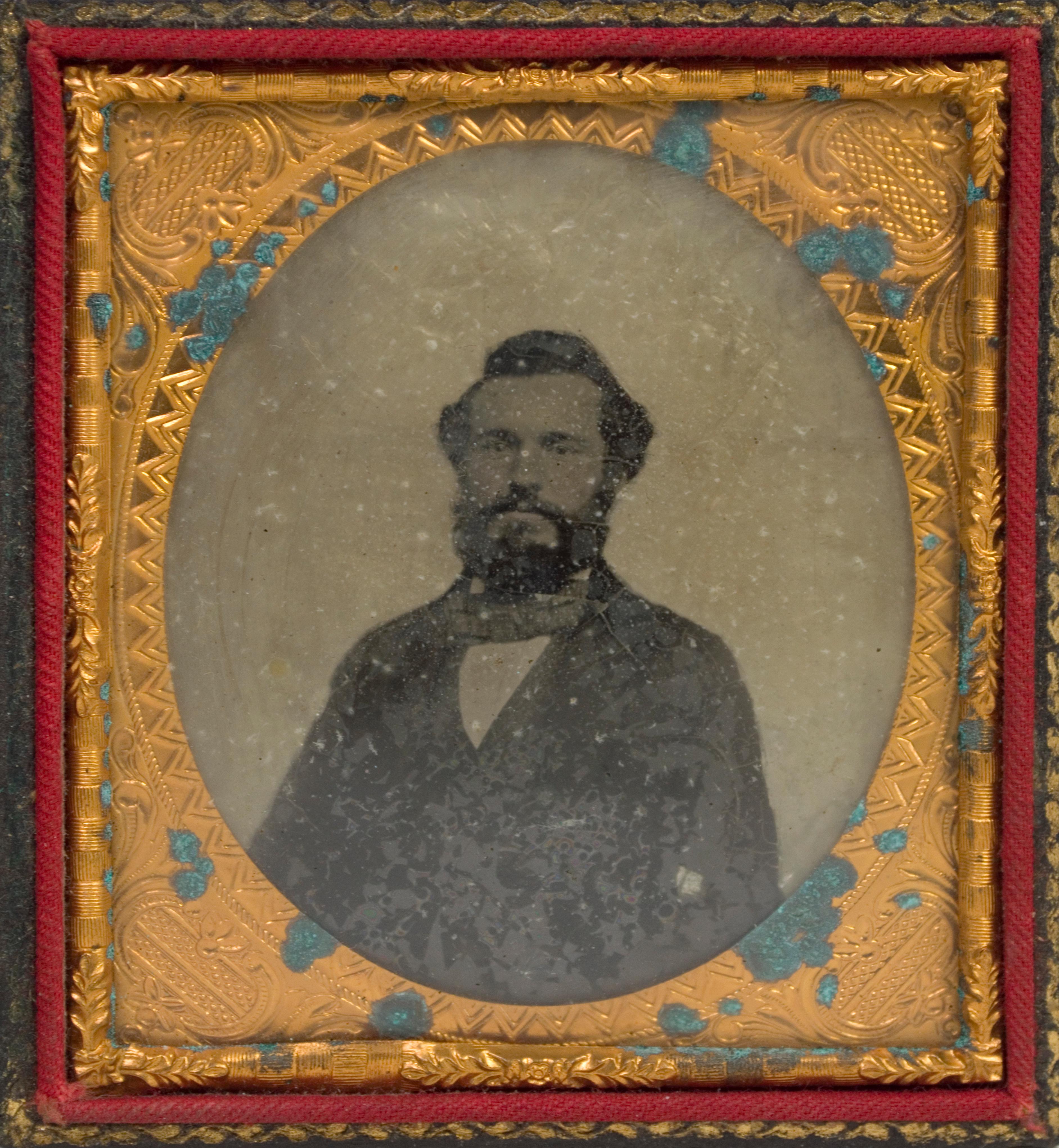 Ambrotype of a Gentleman in a Suit in Case, Civil War Period 1860s - Photograph by Unknown